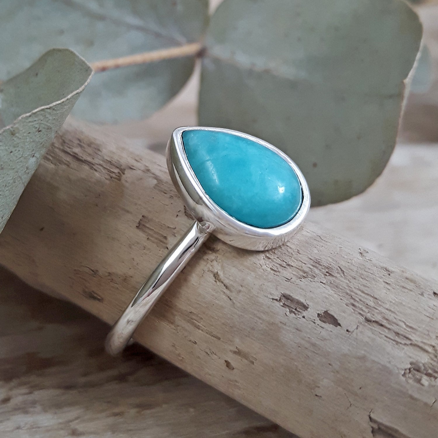 Kylie Amazonite Teadrop Ring