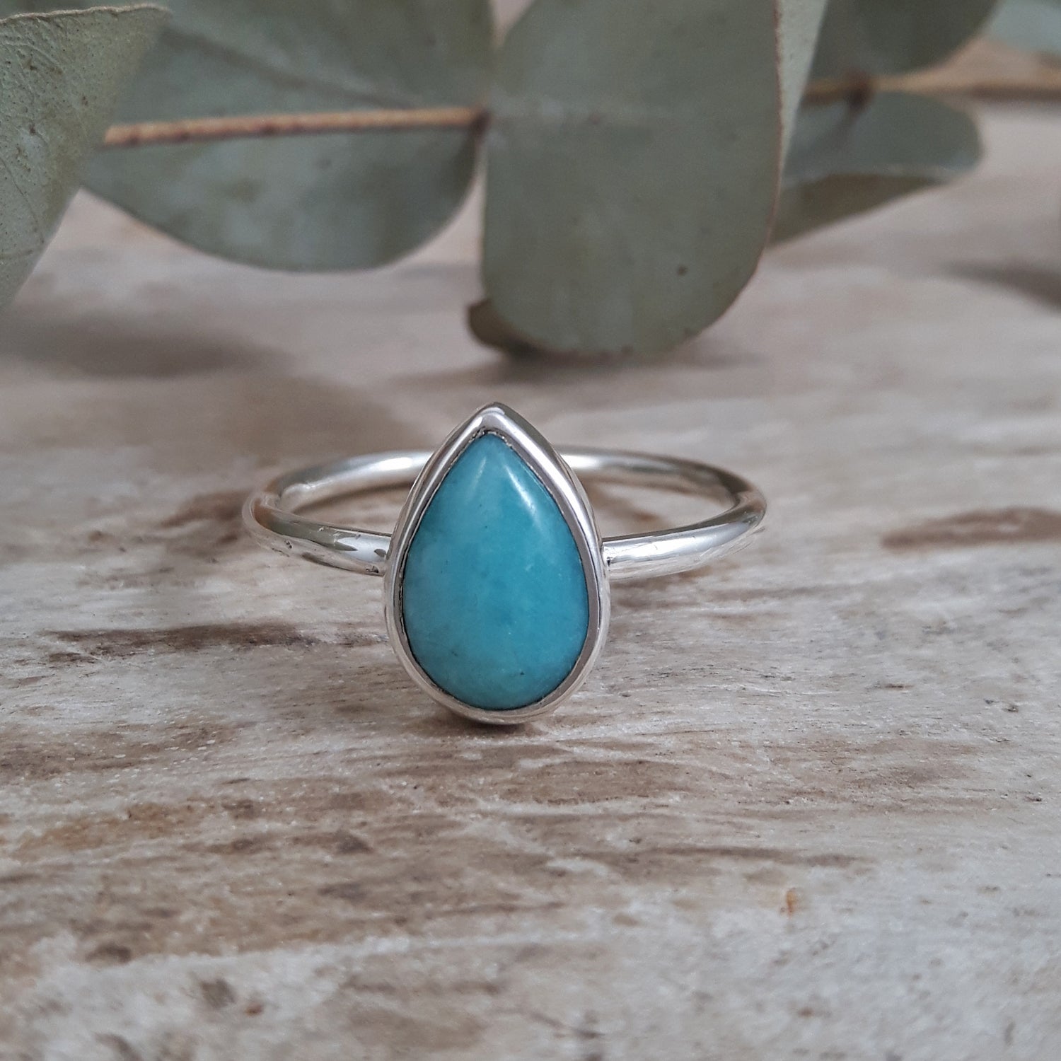 Kylie Amazonite Teadrop Ring