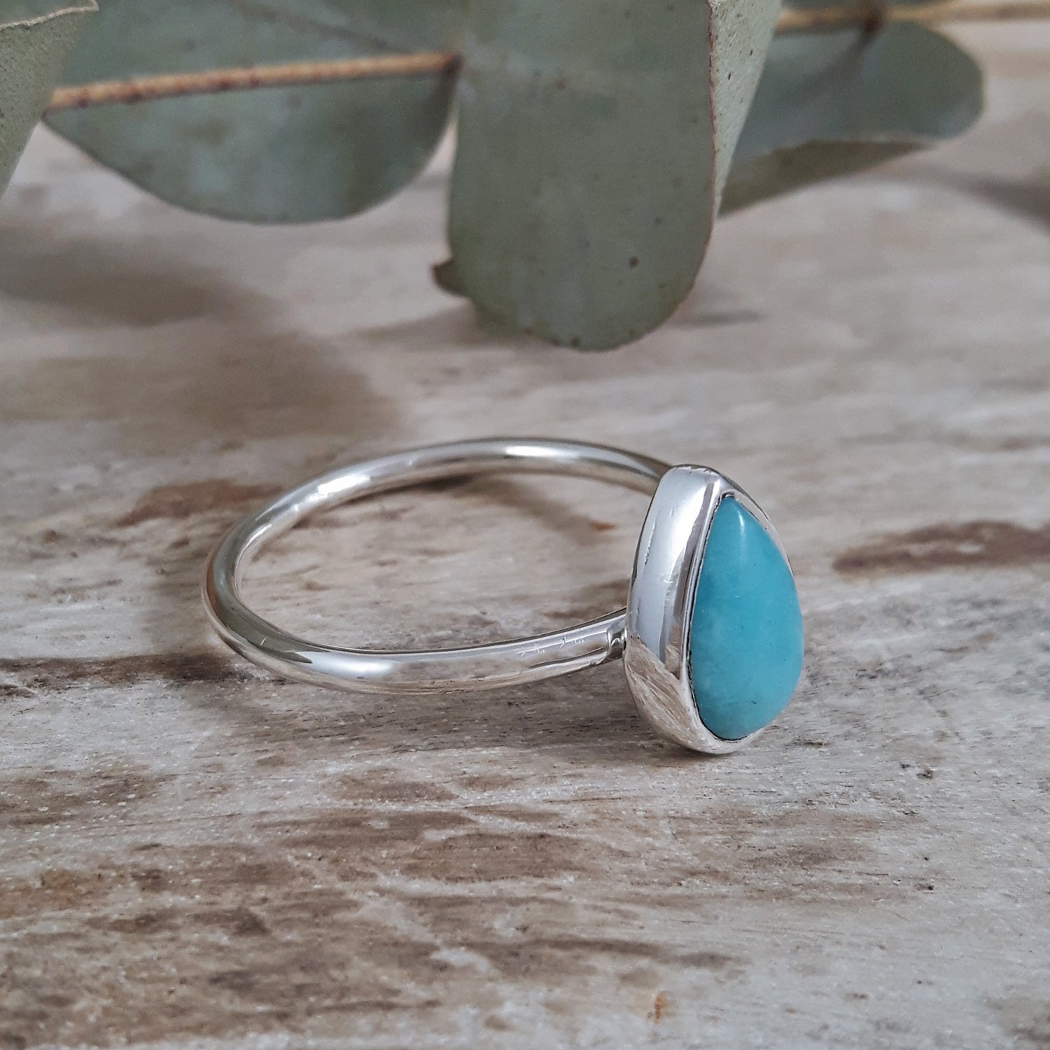 Kylie Amazonite Teadrop Ring