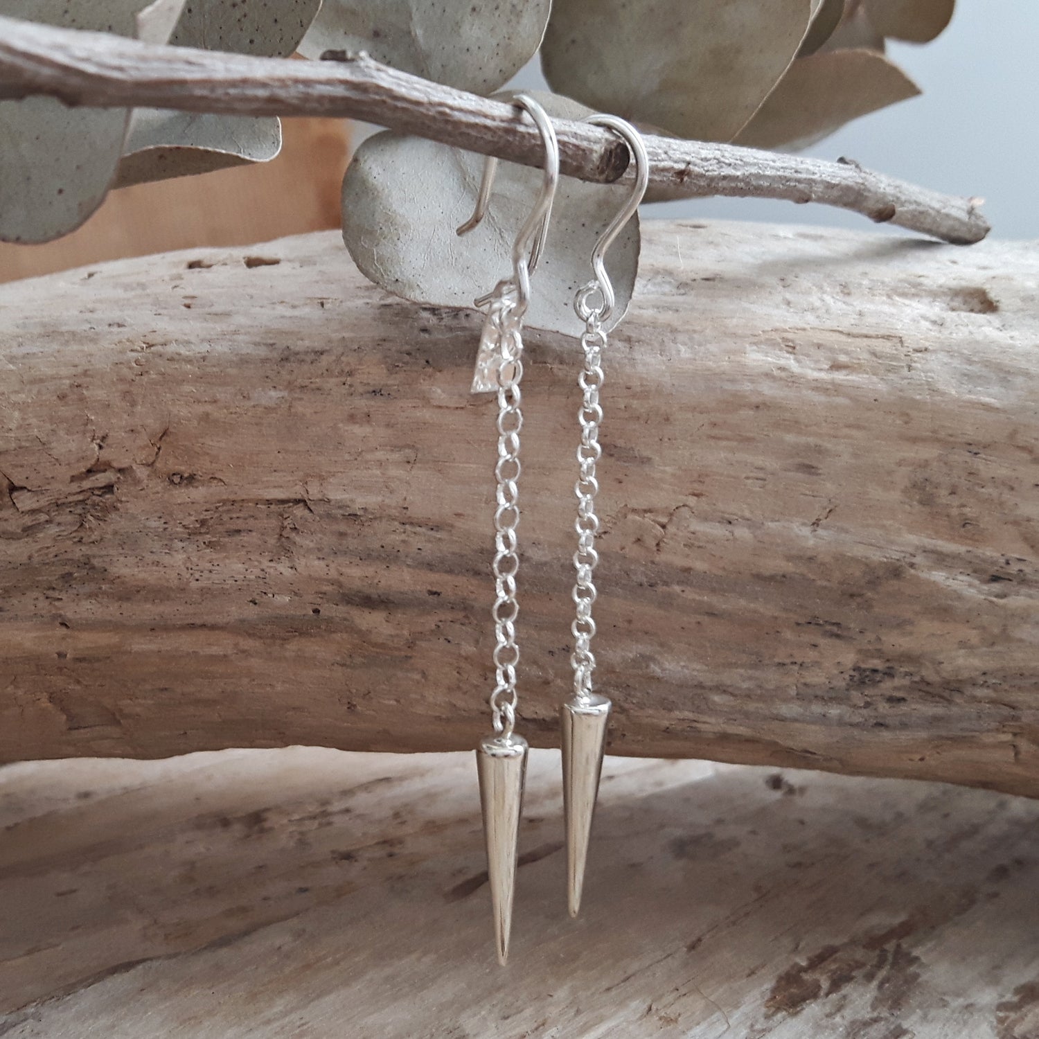 SAMPLE Lanza Triangle Polished Silver D/H Earrings