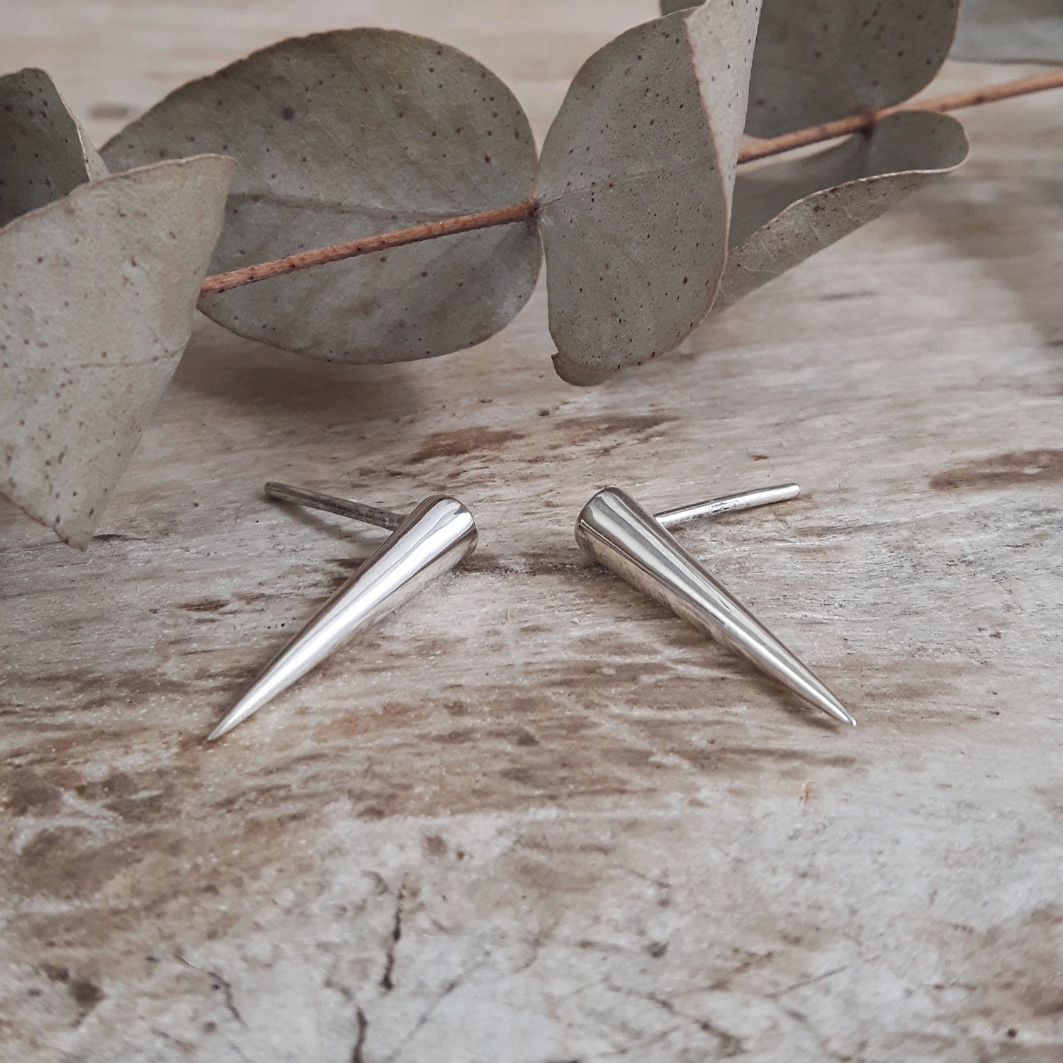 SAMPLE Lanza Triangle Polished Silver Stud Earrings