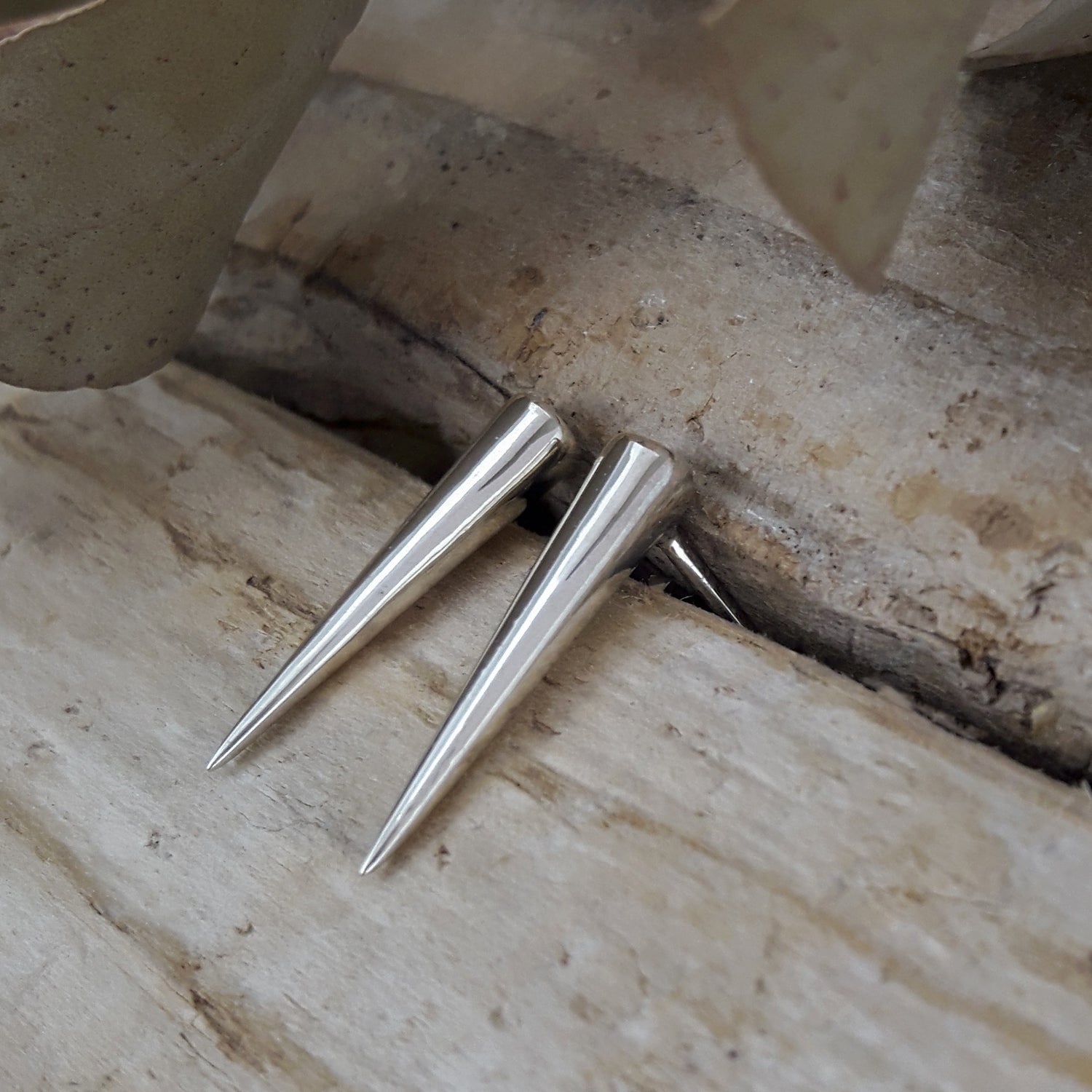 SAMPLE Lanza Triangle Polished Silver Stud Earrings