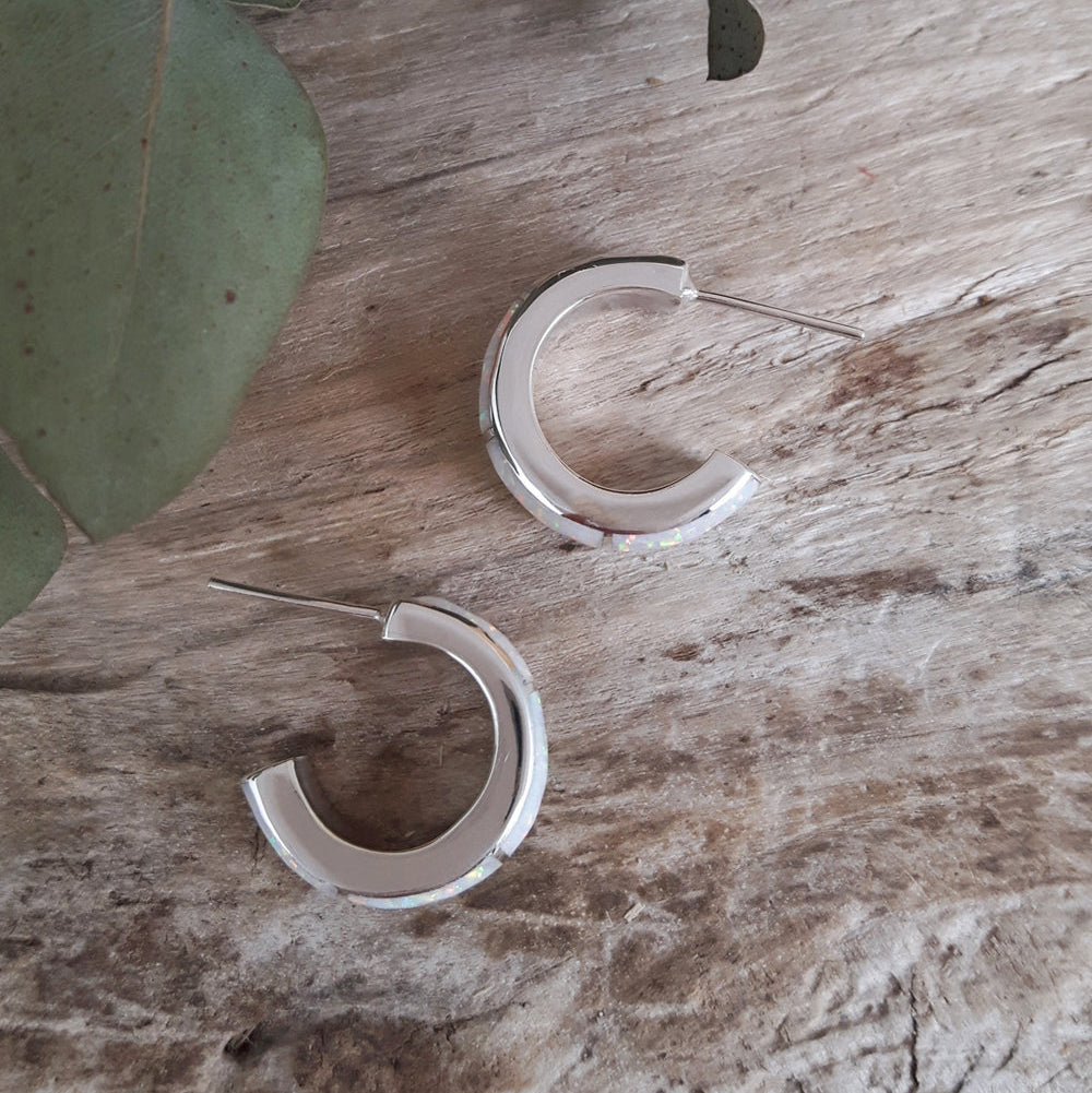 Flinder Lavinia White Hoop Earrings