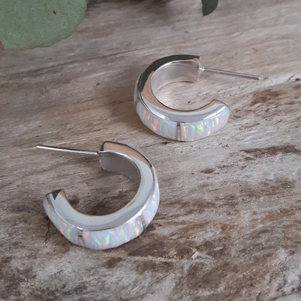 Flinder Lavinia White Hoop Earrings