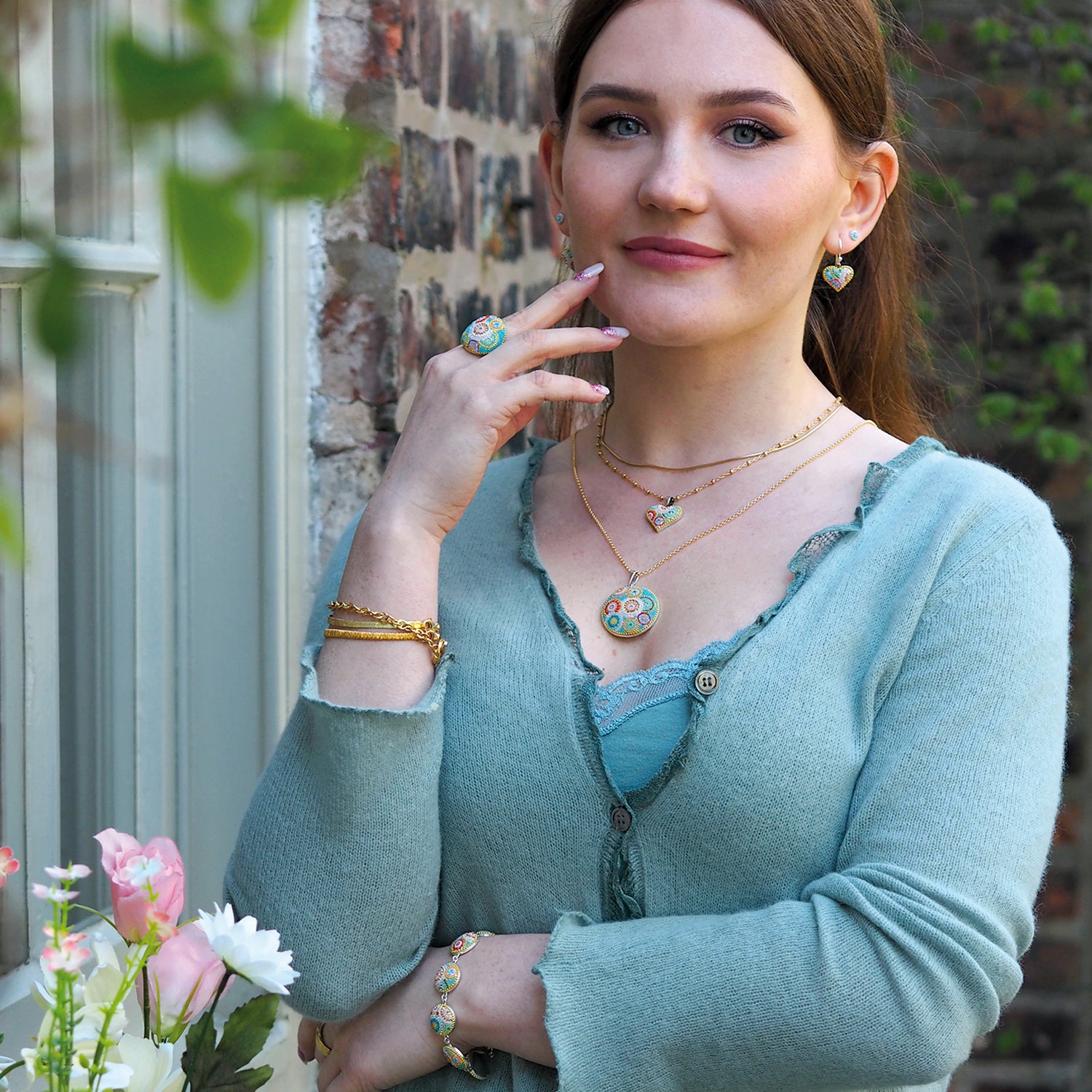 Allegra Dome Bloom Turquoise Adjustable Ring