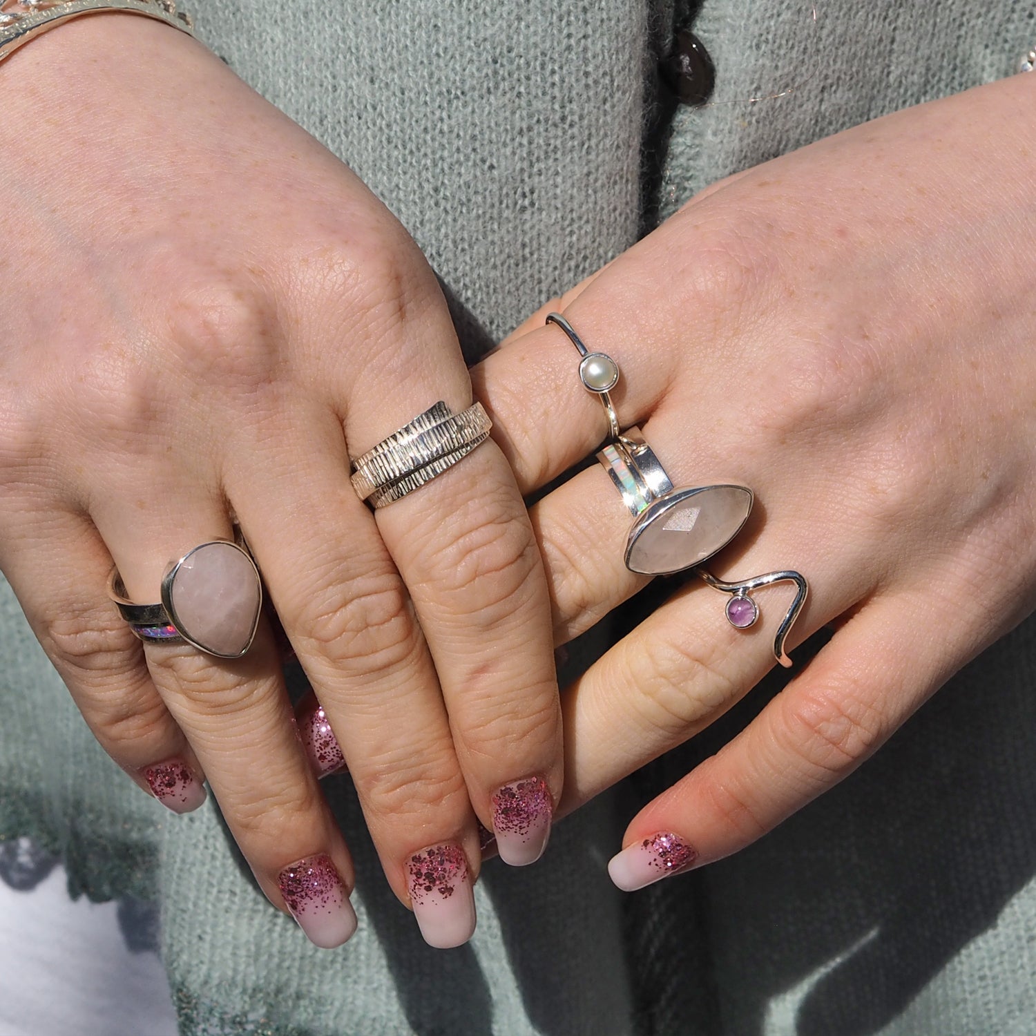 Elegance Teardrop Rose Quartz Small Ring