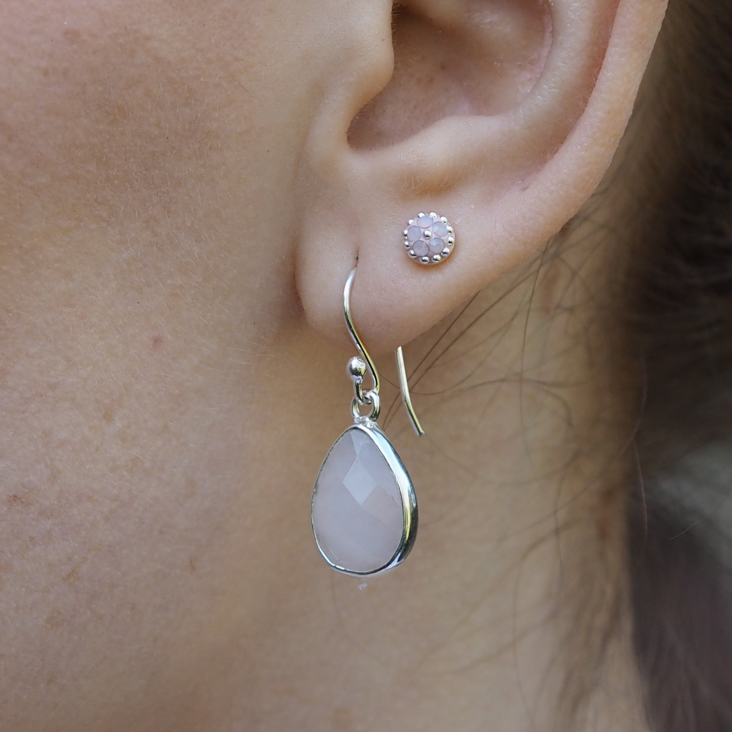 Elegance Rose Quartz Teardrop Earrings
