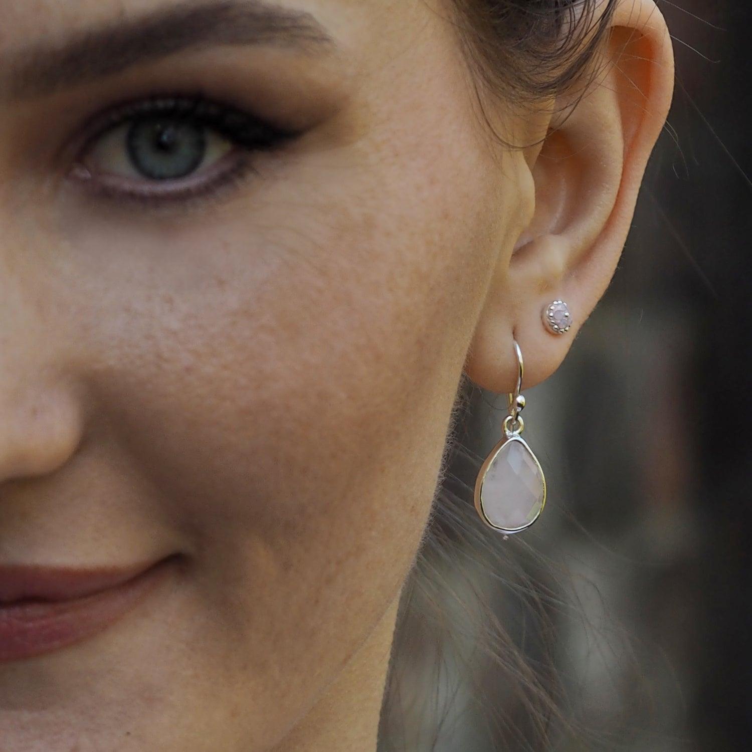 Elegance Rose Quartz Teardrop Earrings