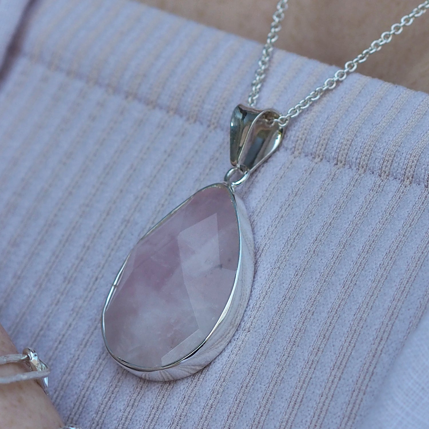 Elegance Rose Quartz Large Teardrop Pendant