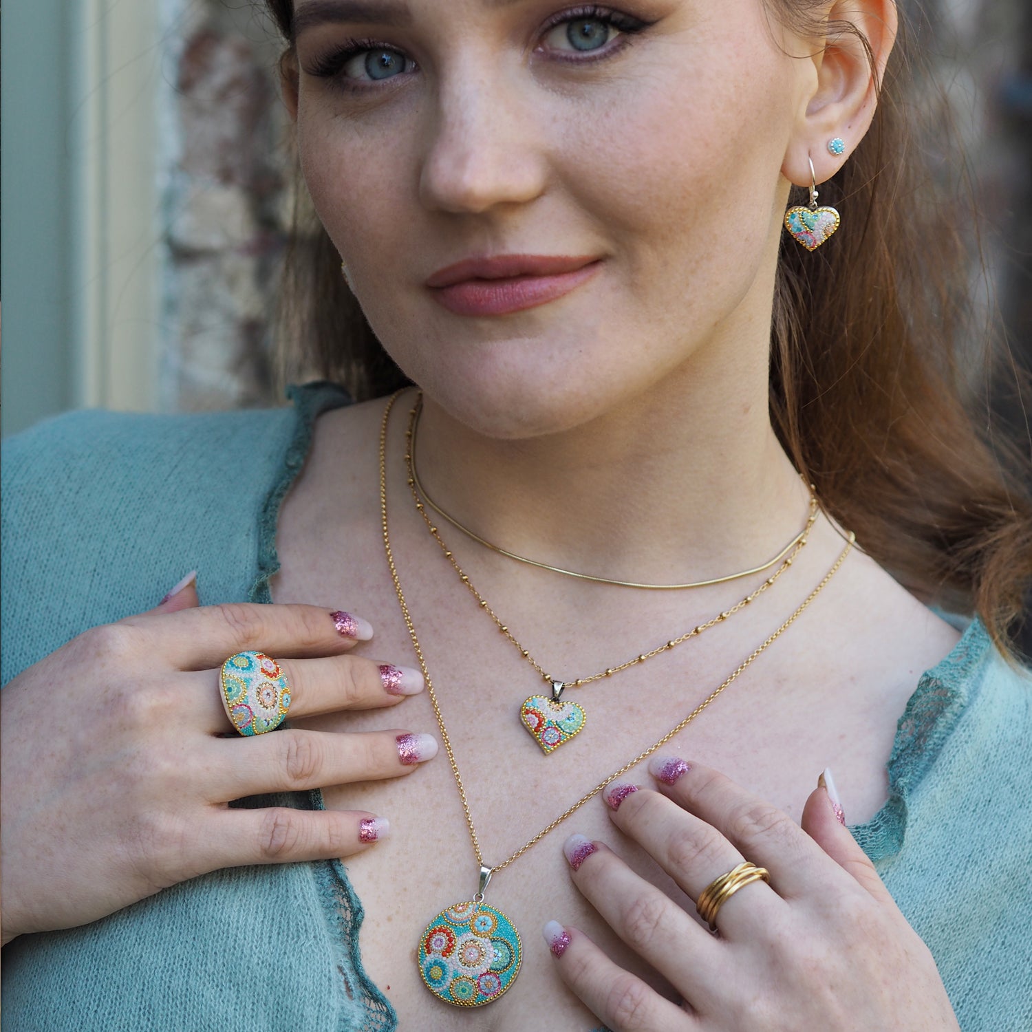 Allegra Heart Bloom Turquoise Drop Earrings