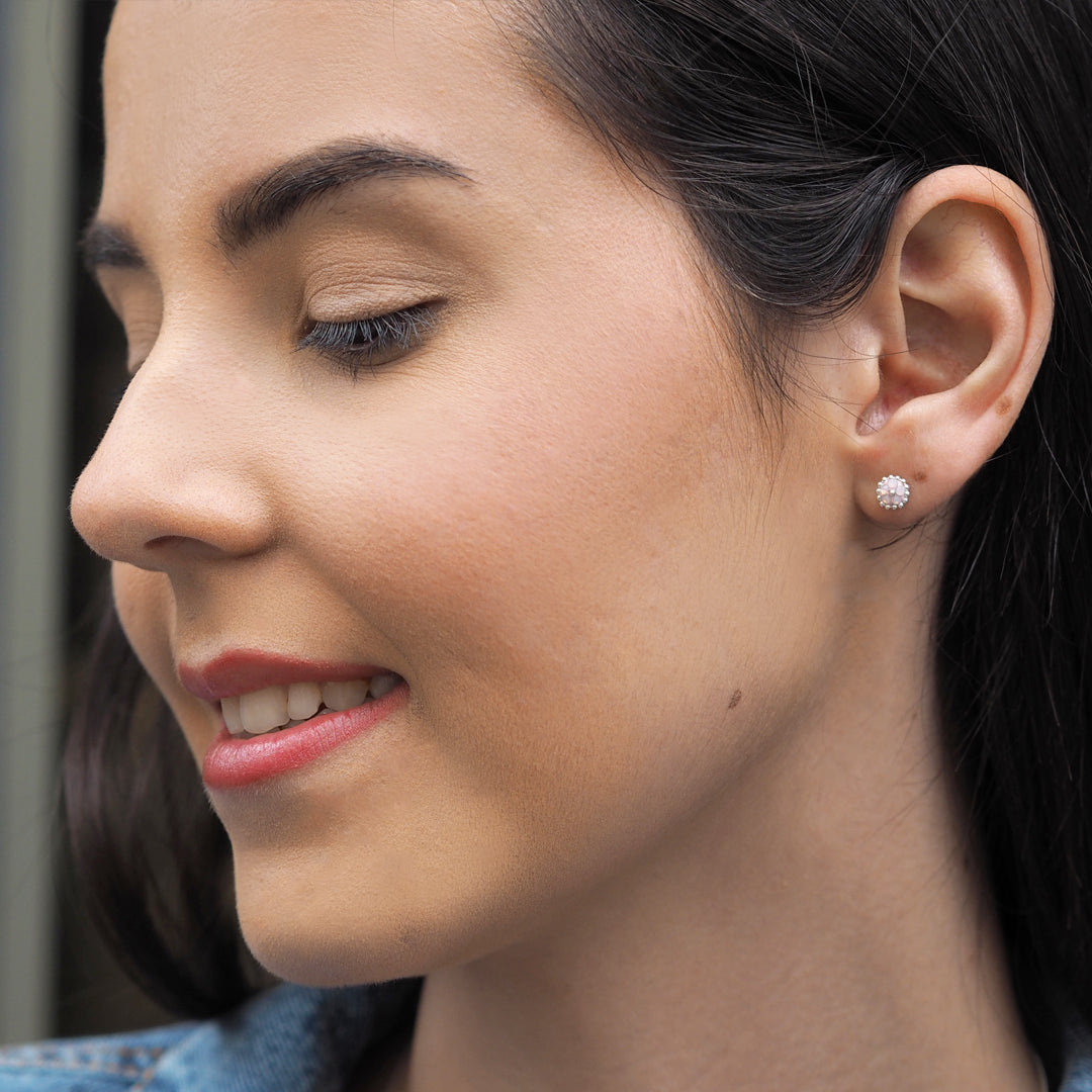 Allegra Rose Quartz Tiny Stud Earrings