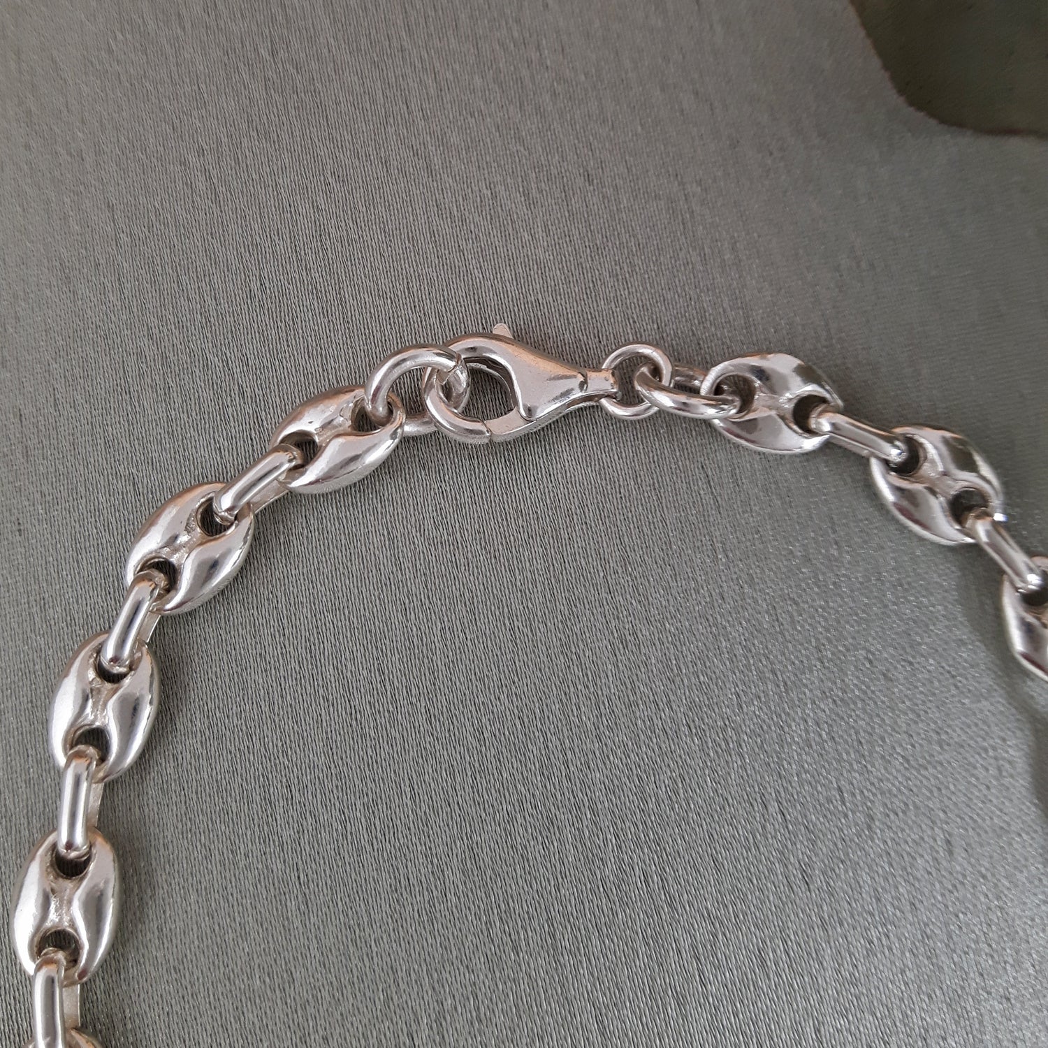 Mini Liberica Coffee Bean Polished Sterling Silver Bracelet