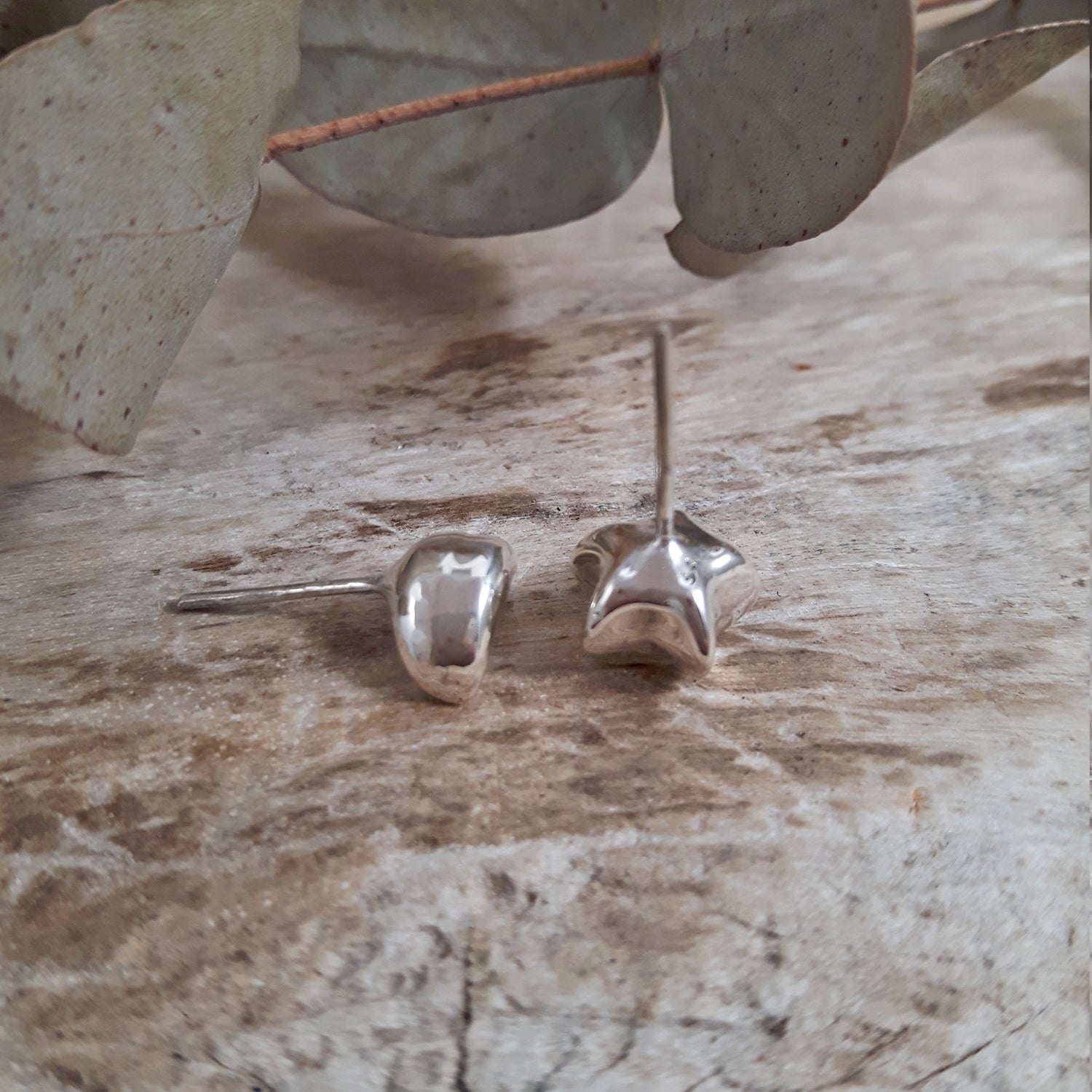 Minimalist Star and Moon Polished Stud Earrings