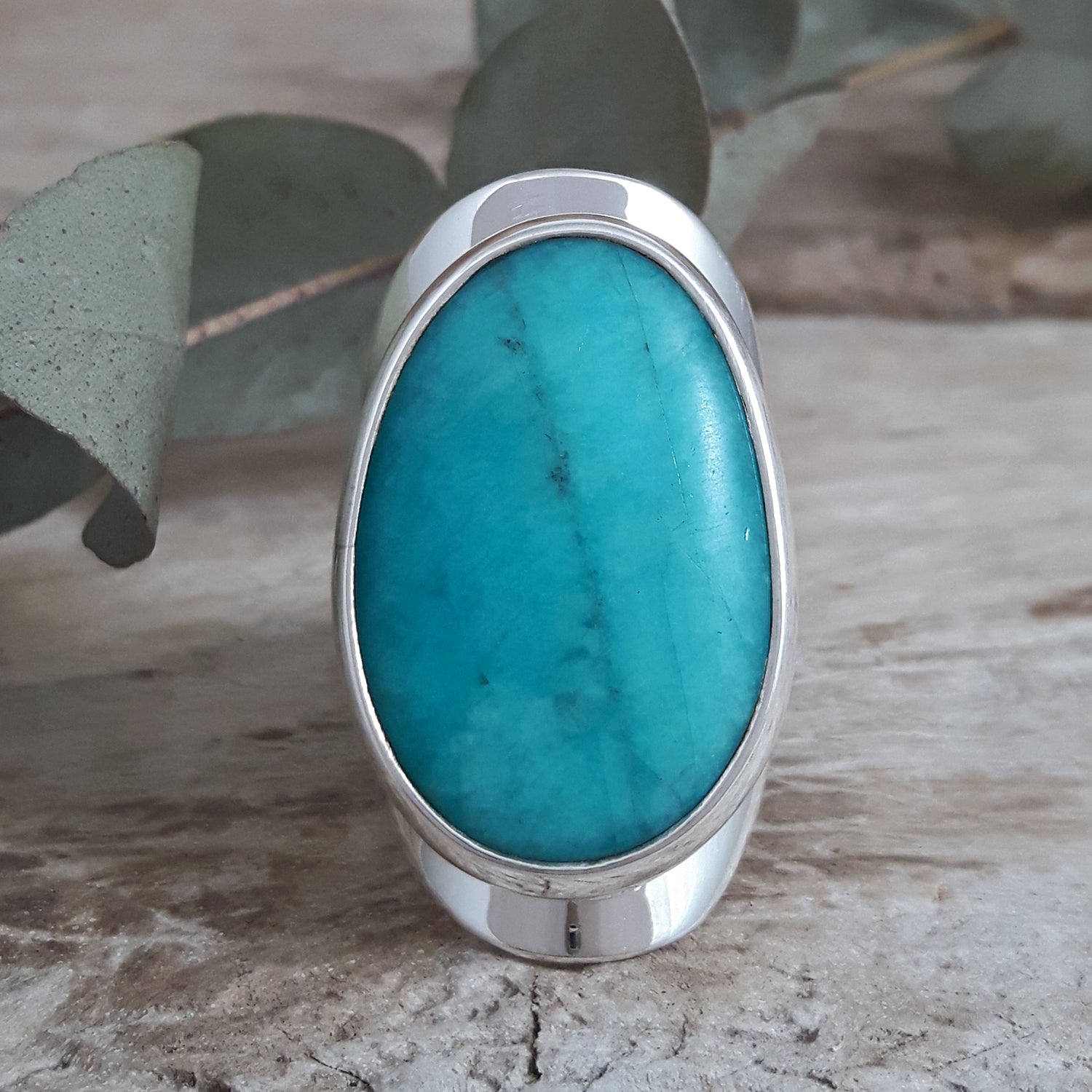 Monet Amazonite Oval Large Adjustable Ring A