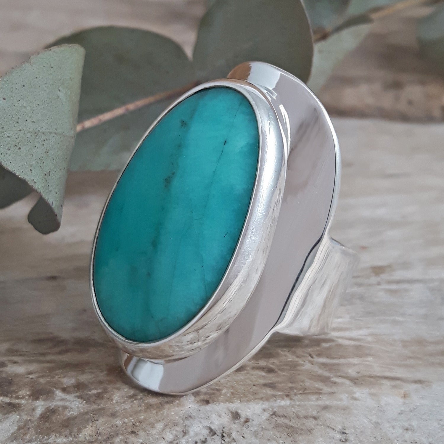 Monet Amazonite Oval Large Adjustable Ring A