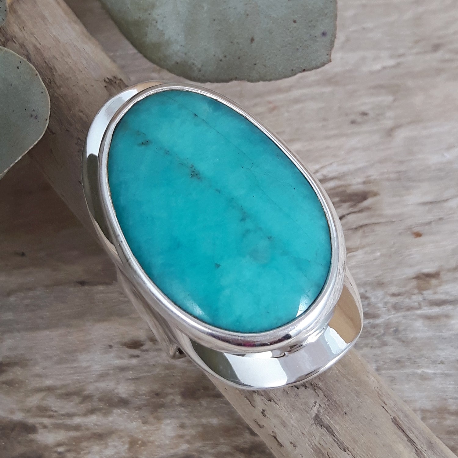 Monet Amazonite Oval Large Adjustable Ring A