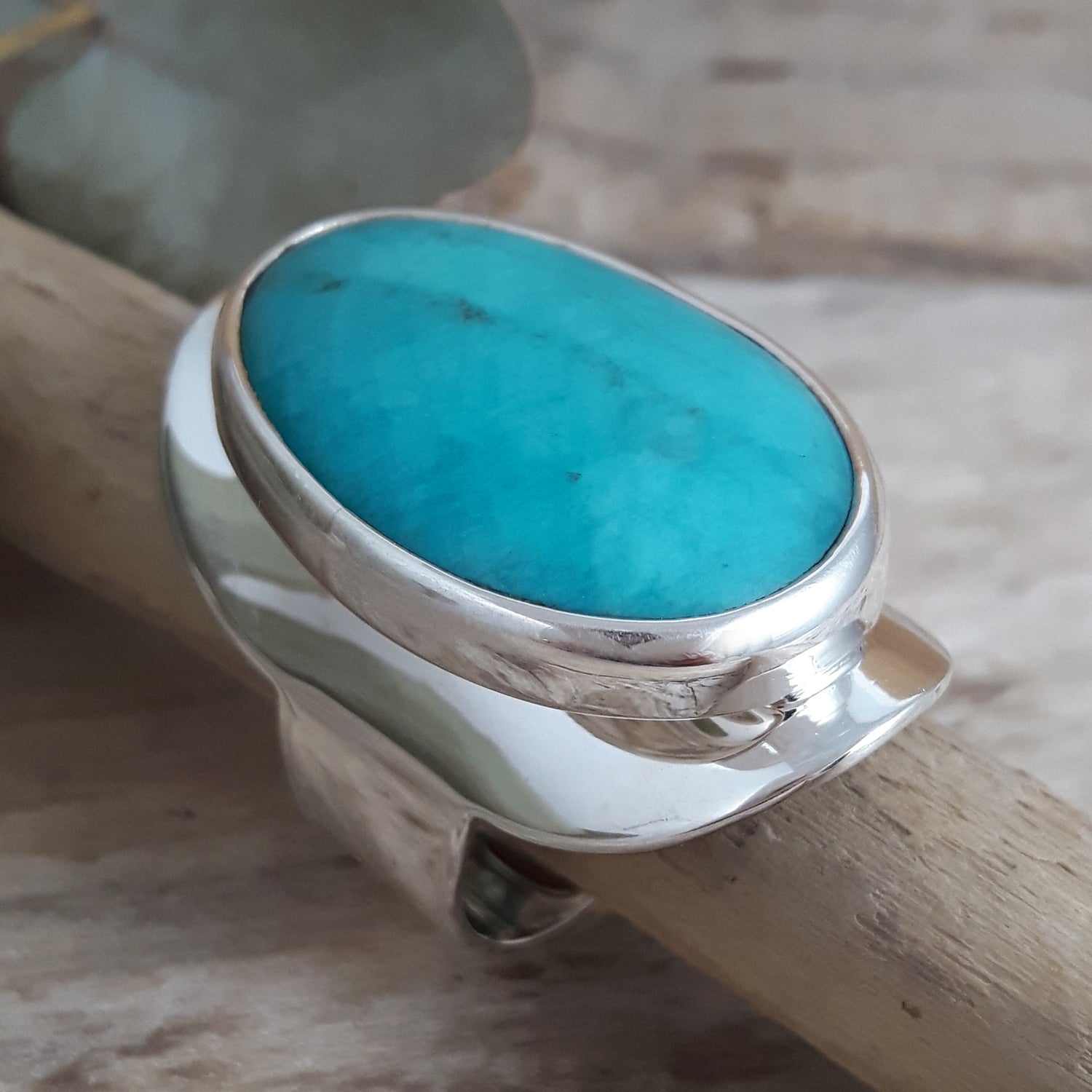 Monet Amazonite Oval Large Adjustable Ring A