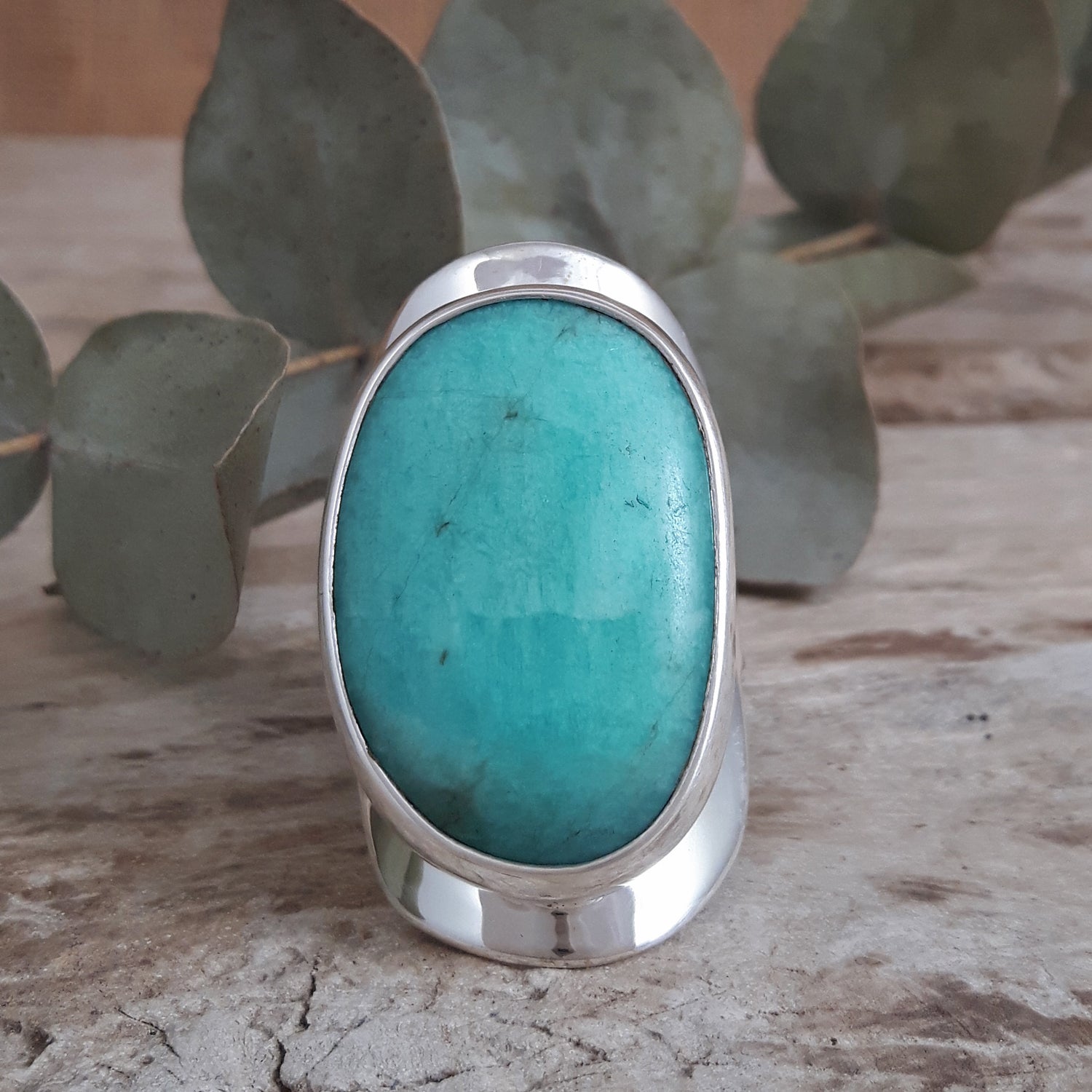 Monet Amazonite Oval Large Adjustable Ring C