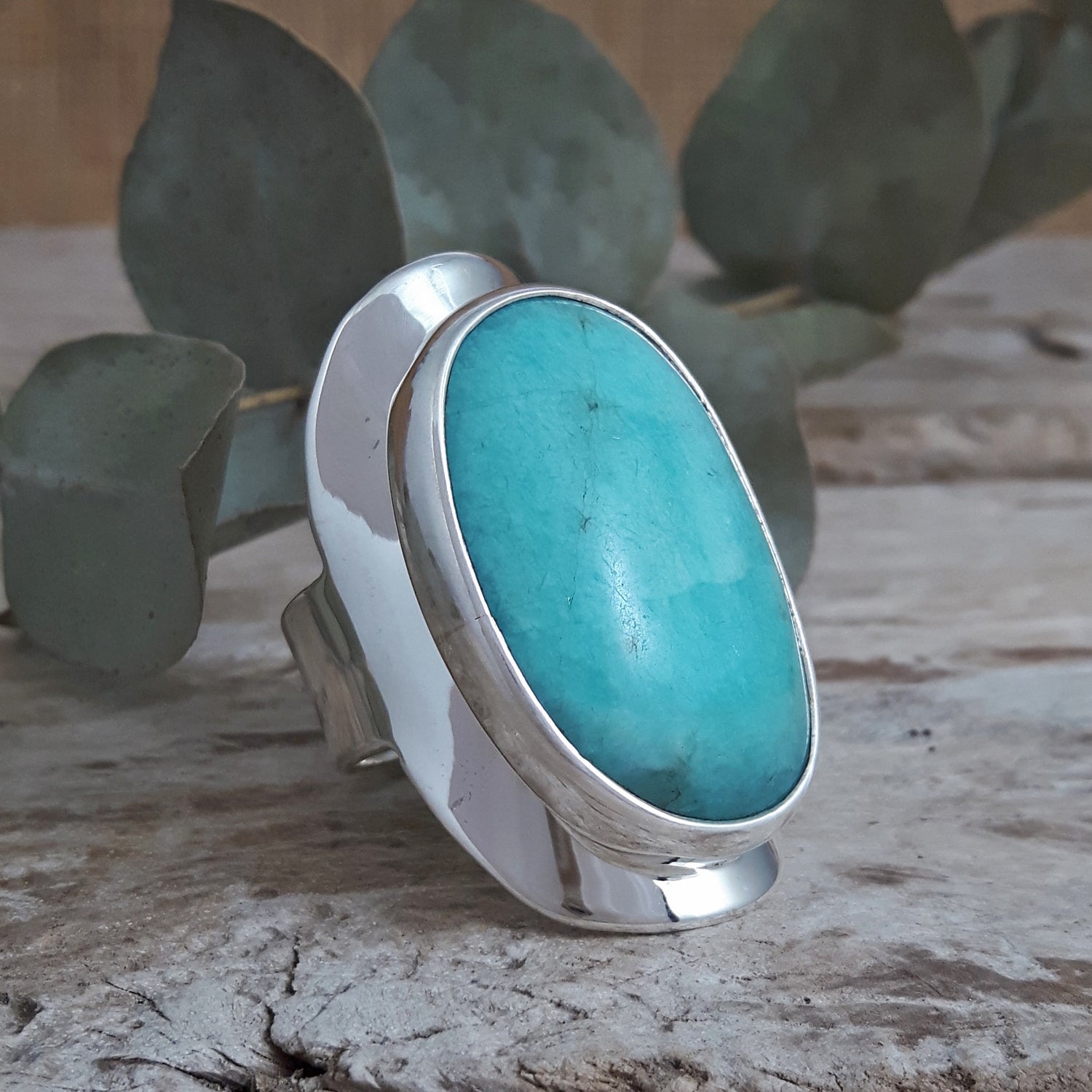 Monet Amazonite Oval Large Adjustable Ring C