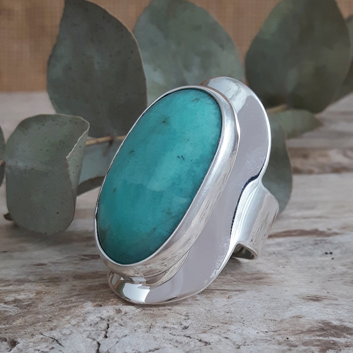 Monet Amazonite Oval Large Adjustable Ring C