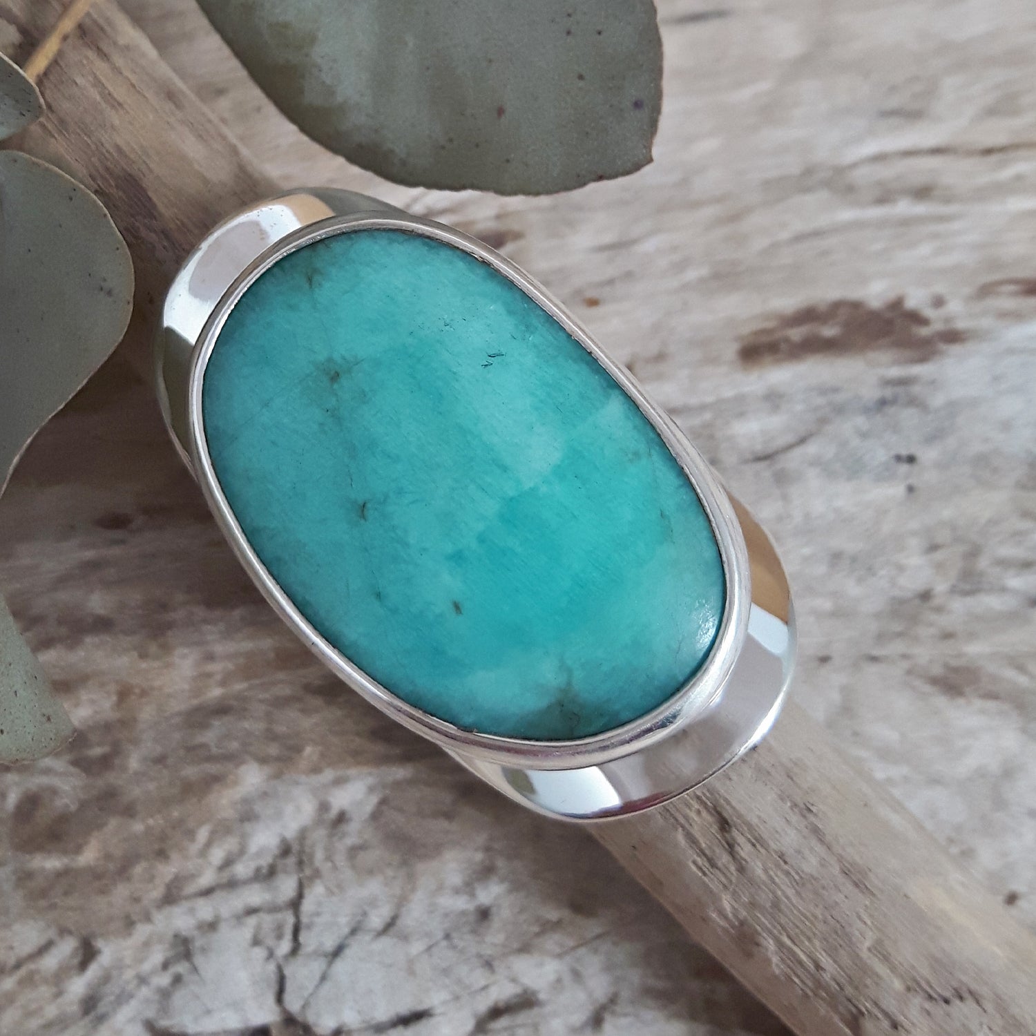 Monet Amazonite Oval Large Adjustable Ring C