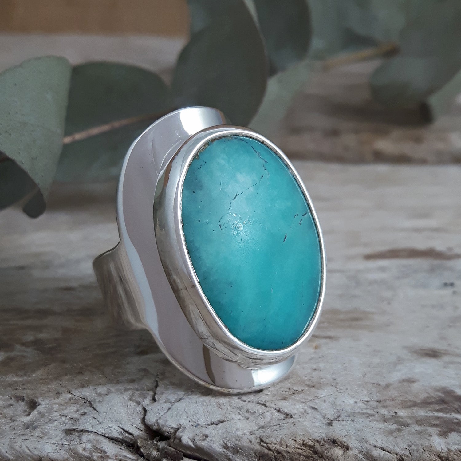Monet Amazonite Oval Medium Adjustable Ring