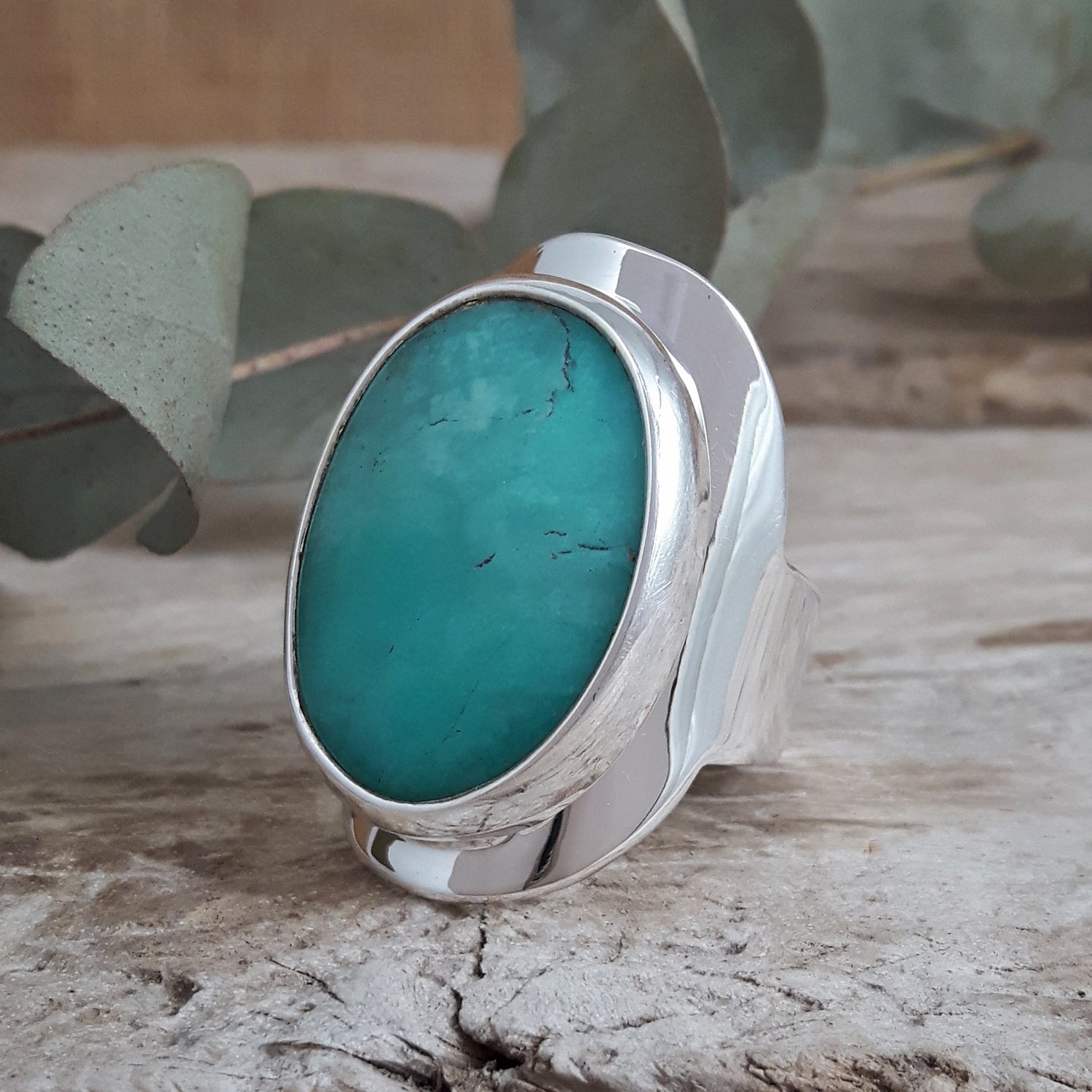 Monet Amazonite Oval Medium Adjustable Ring