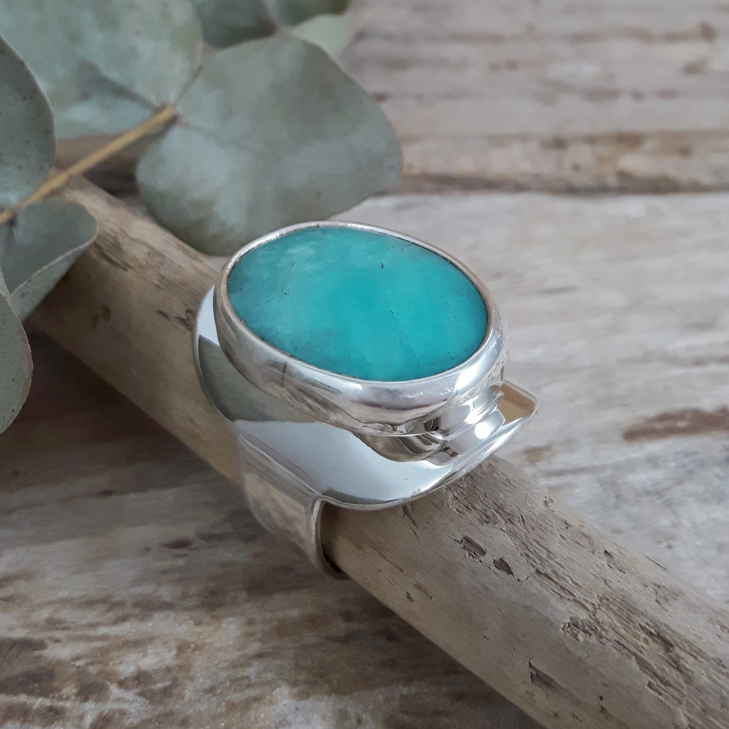 Monet Amazonite Oval Medium Adjustable Ring