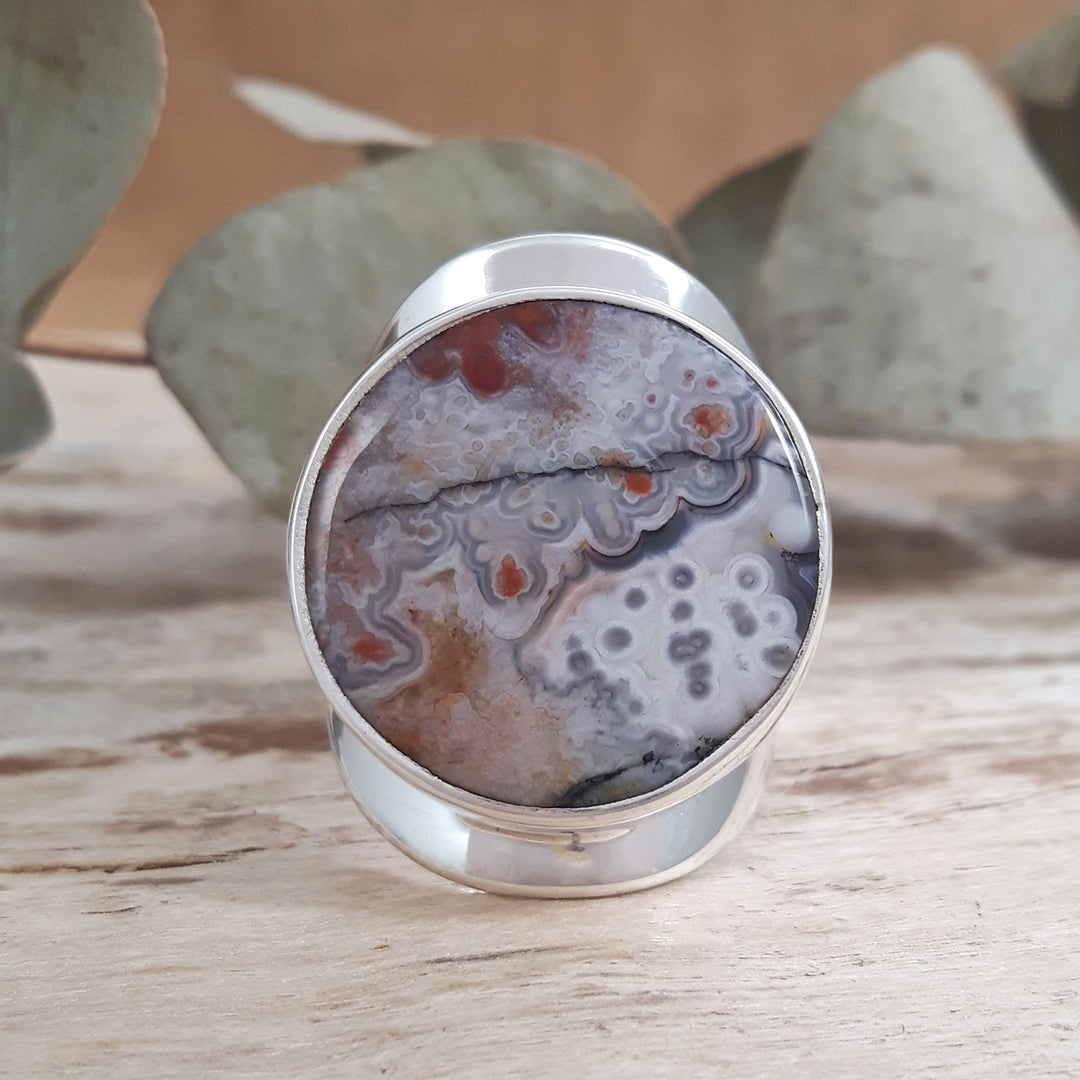 Monet Amethyst Agate Adjustable Medium Round Ring