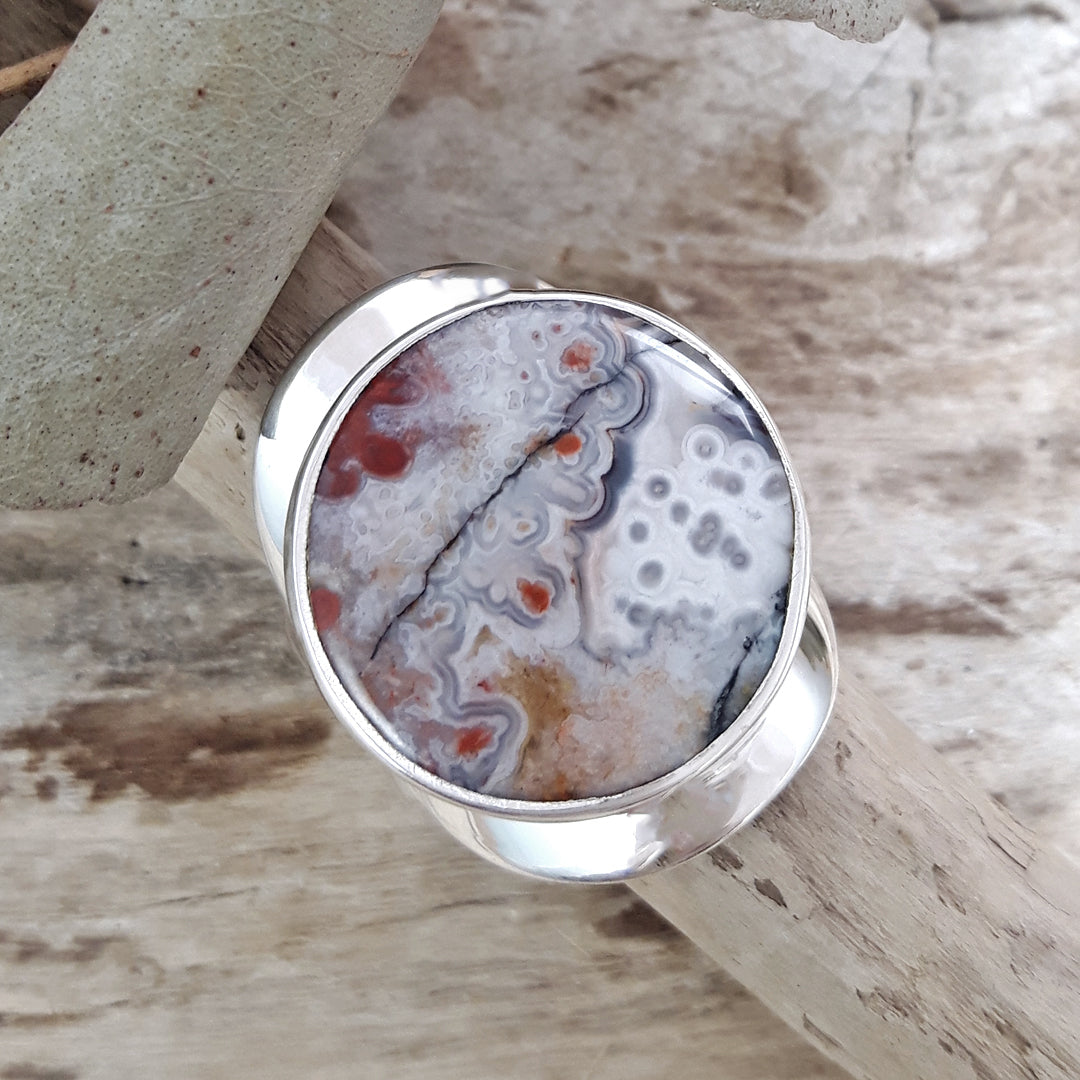 Monet Amethyst Agate Adjustable Medium Round Ring
