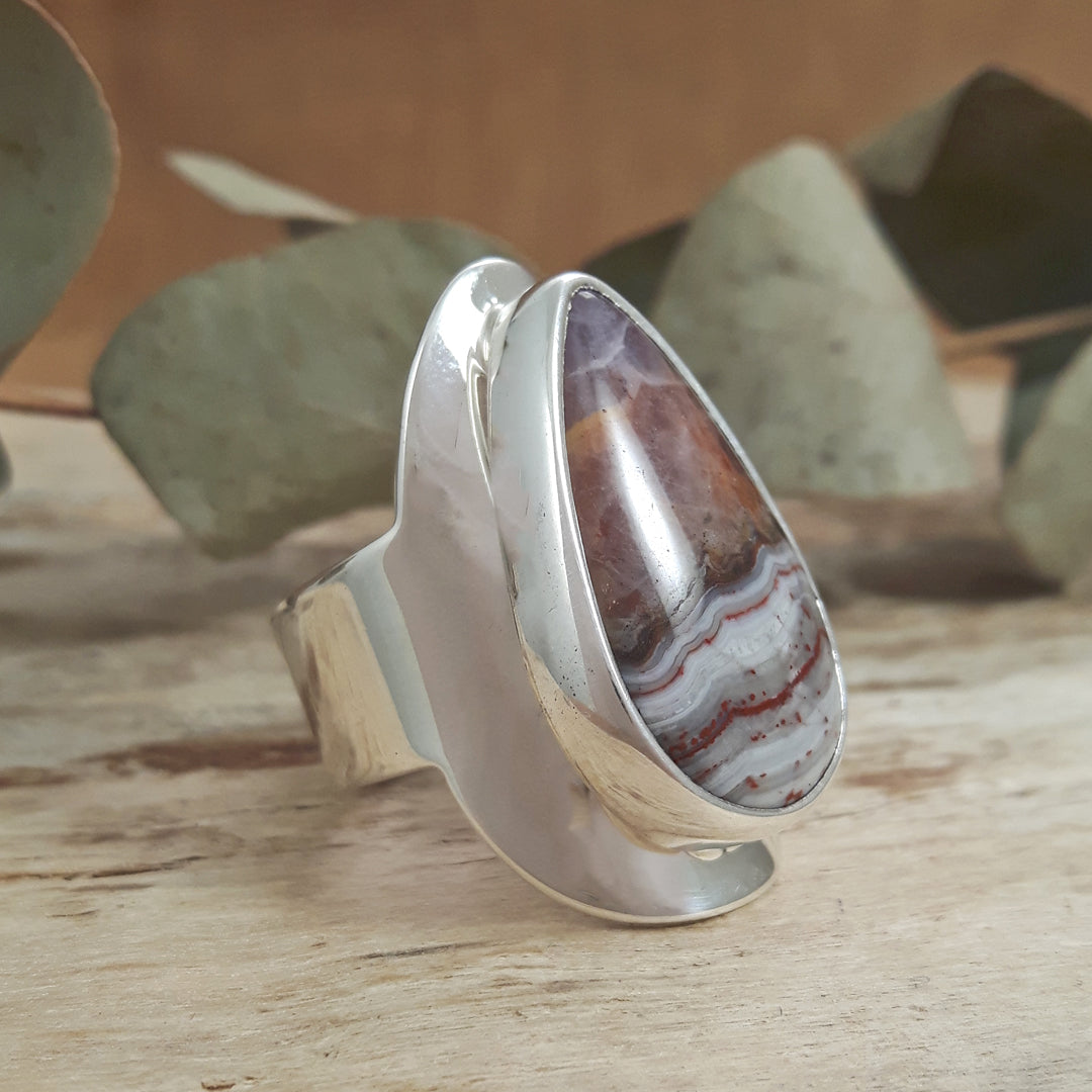 Monet Amethyst Agate Adjustable Medium Teardrop Ring