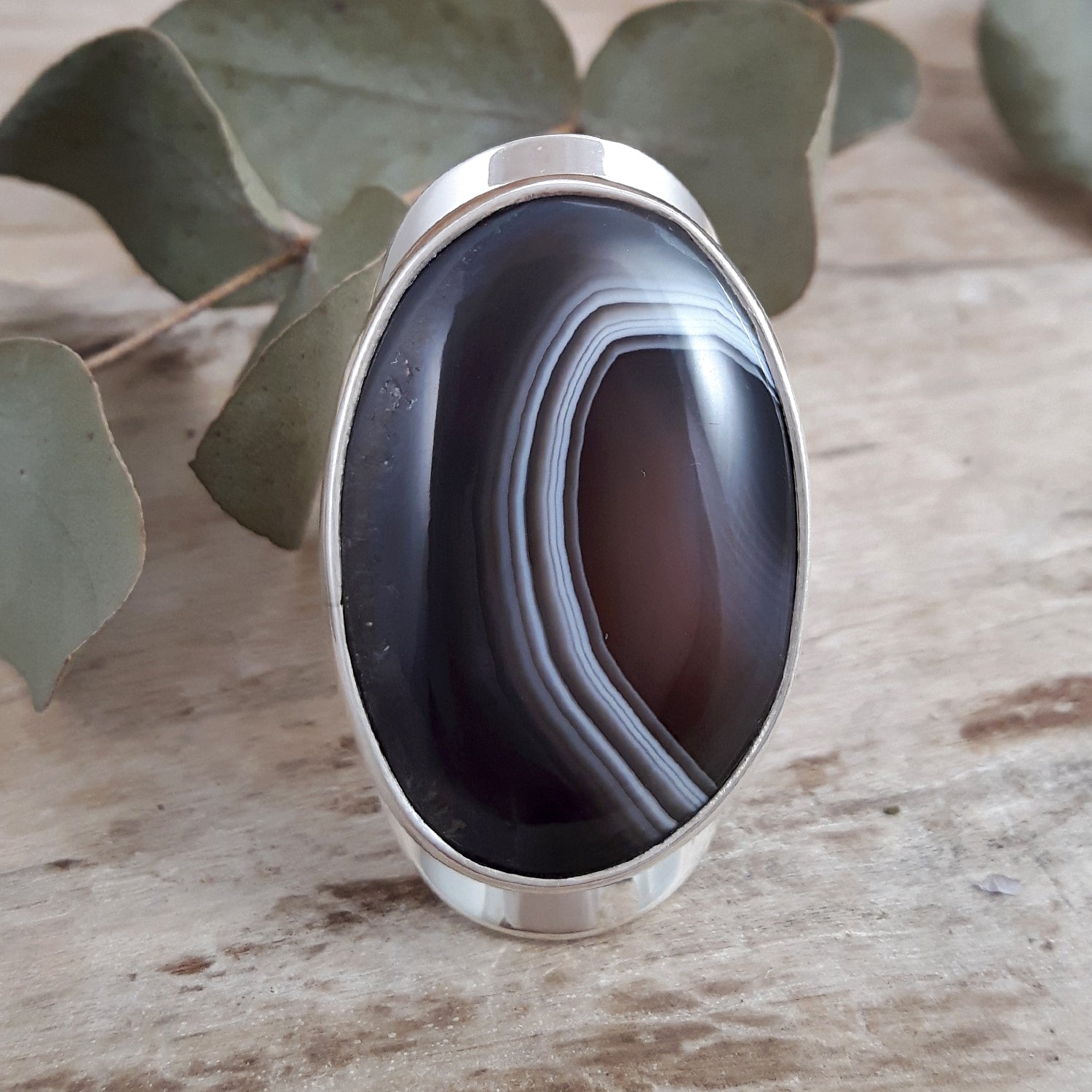 Monet Botswana Agate Adjustable Ring A