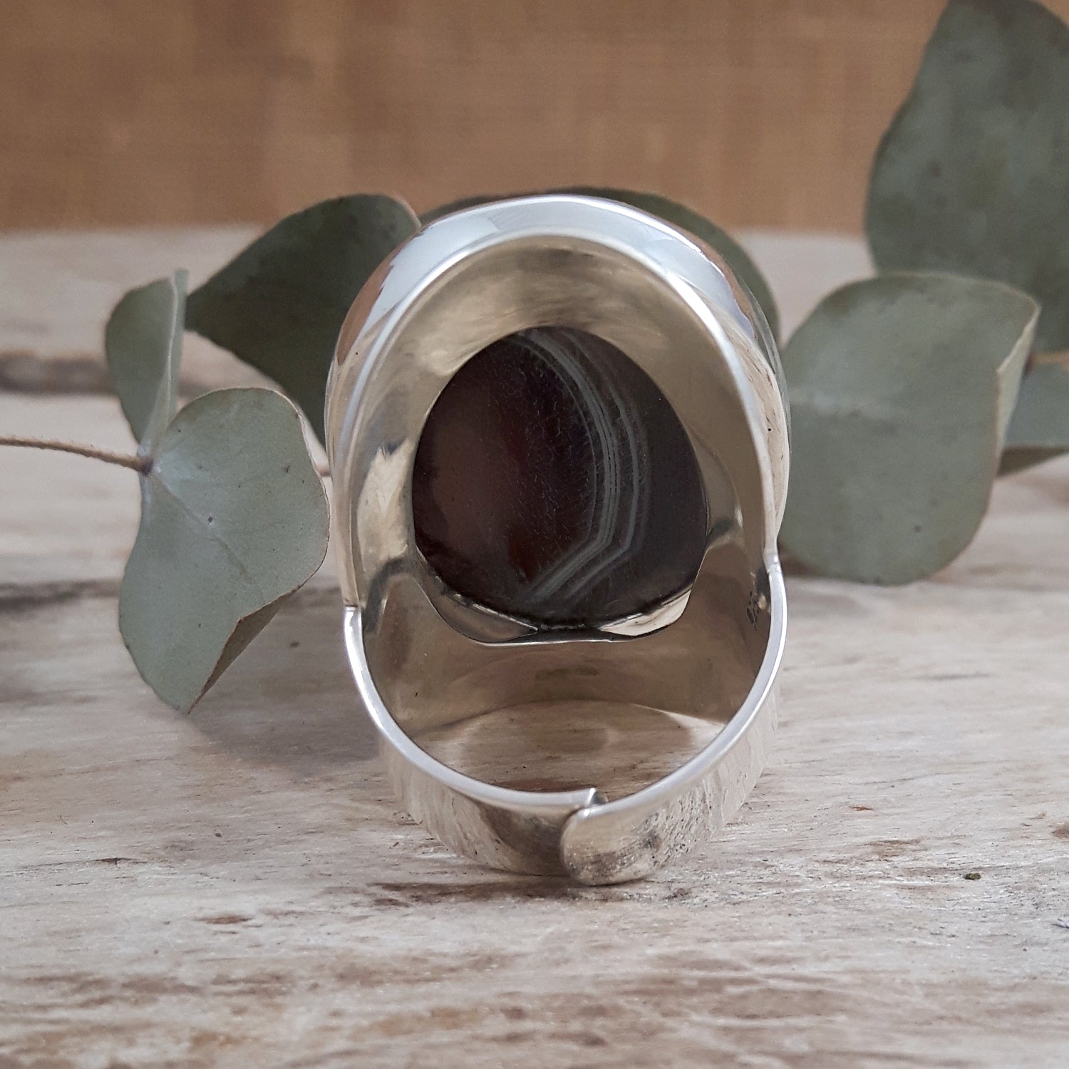 Monet Botswana Agate Adjustable Ring A