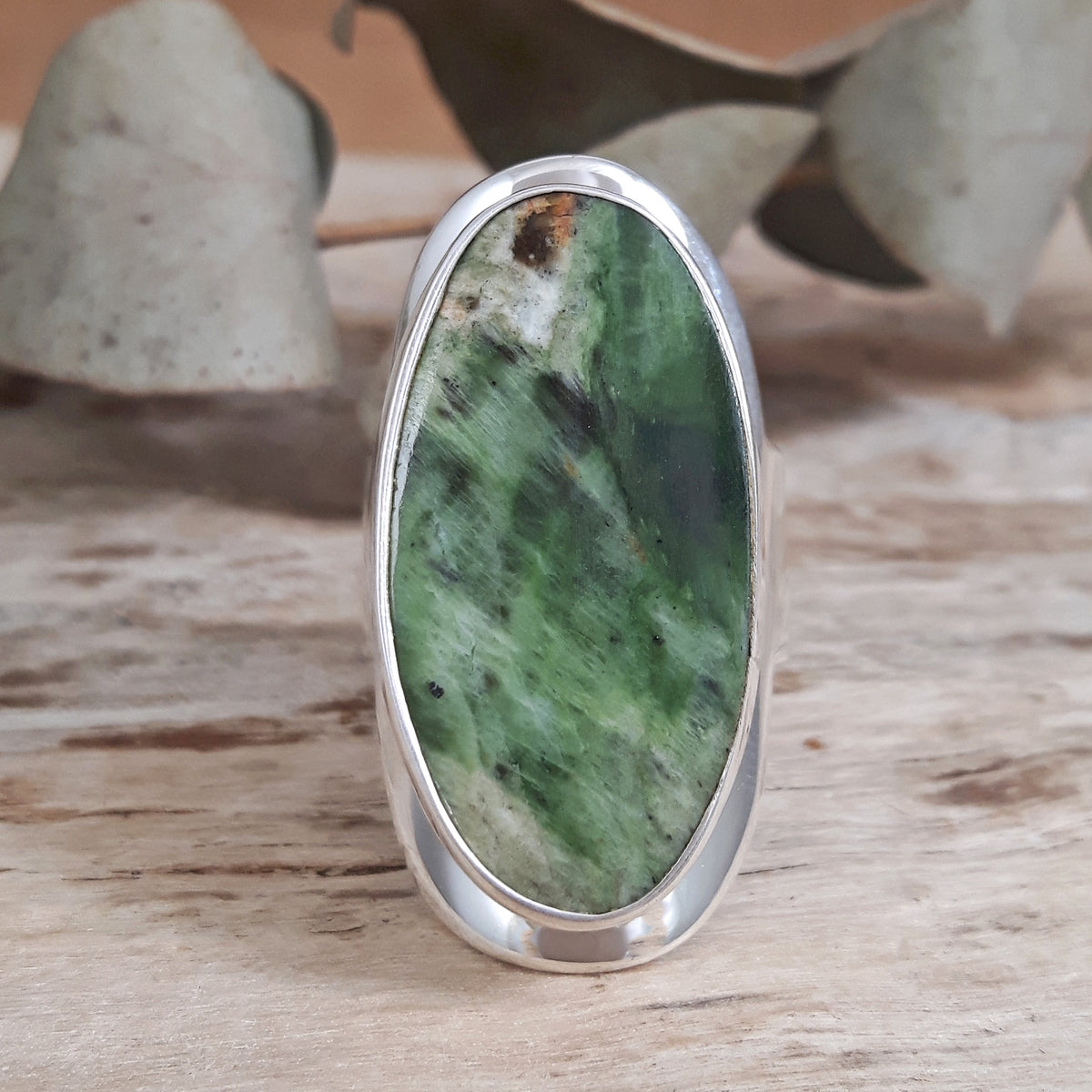 Monet Chrome Chalcedony Adjustable Large Oval Ring