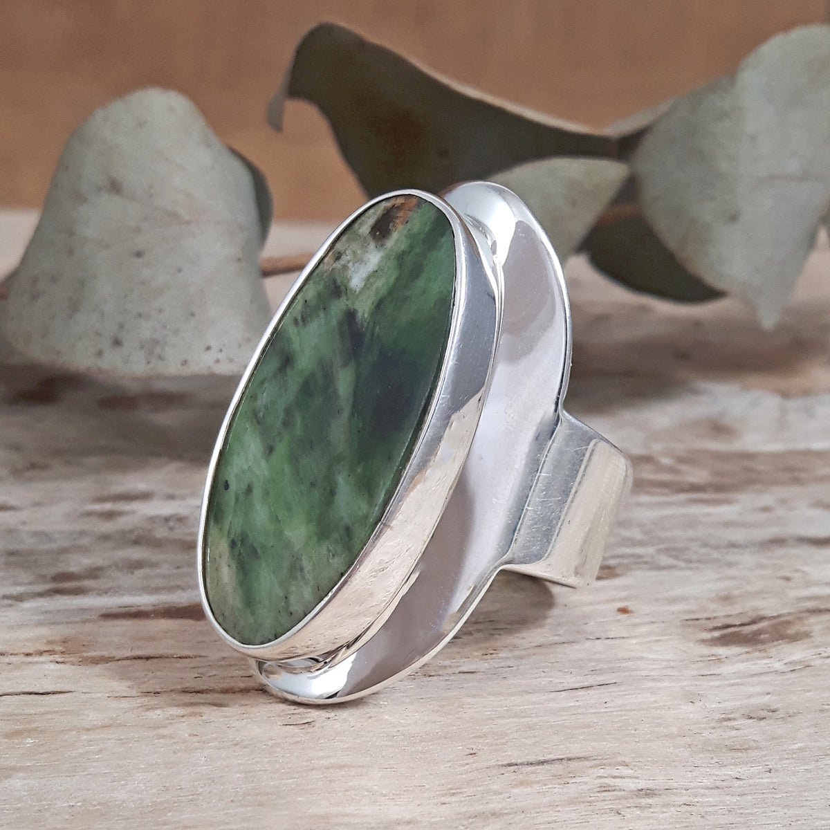 Monet Chrome Chalcedony Adjustable Large Oval Ring