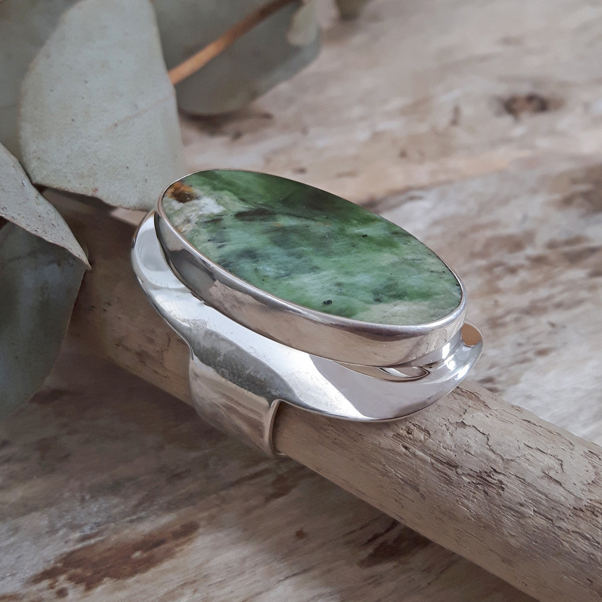 Monet Chrome Chalcedony Adjustable Large Oval Ring