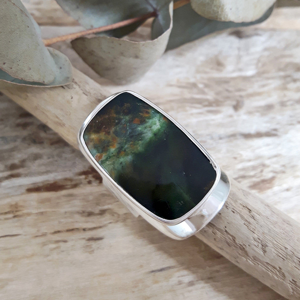 Monet Chrome Chalcedony Adjustable Large Rectangle Ring