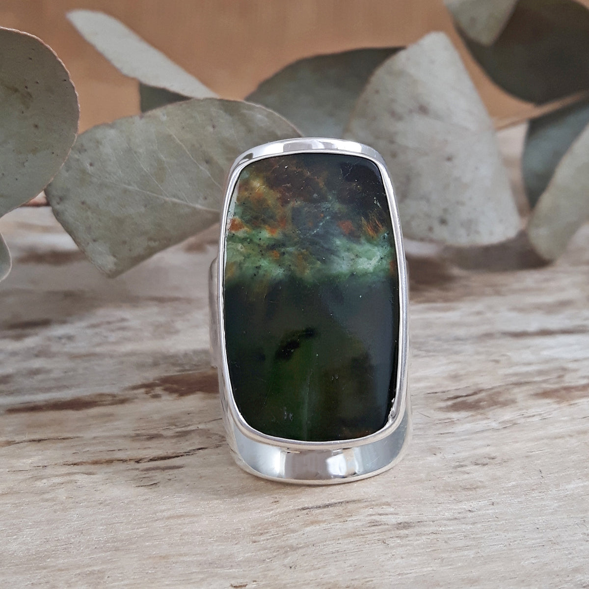 Monet Chrome Chalcedony Adjustable Large Rectangle Ring