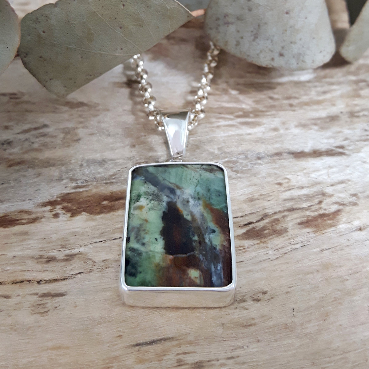 Monet Chrome Chalcedony Large Rectangle Pendant B