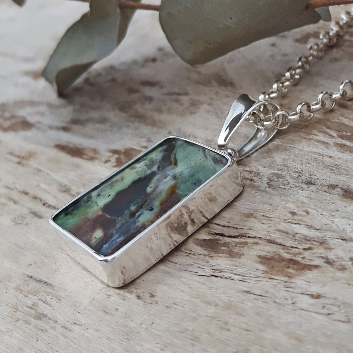 Monet Chrome Chalcedony Large Rectangle Pendant B