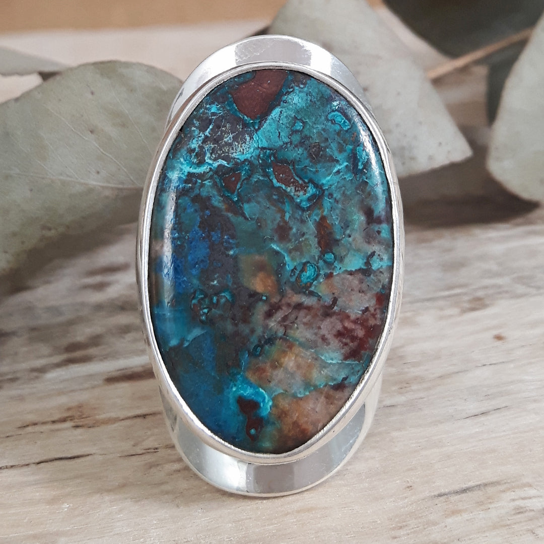 Monet Chrysocolla Adjustable Large Oval Ring