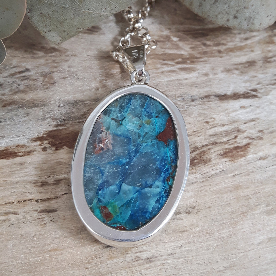 Monet Chrysocolla Large Oval Pendant