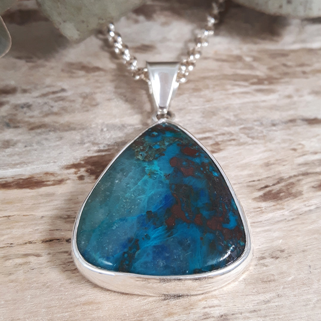 Monet Chrysocolla Large Triangle Pendant