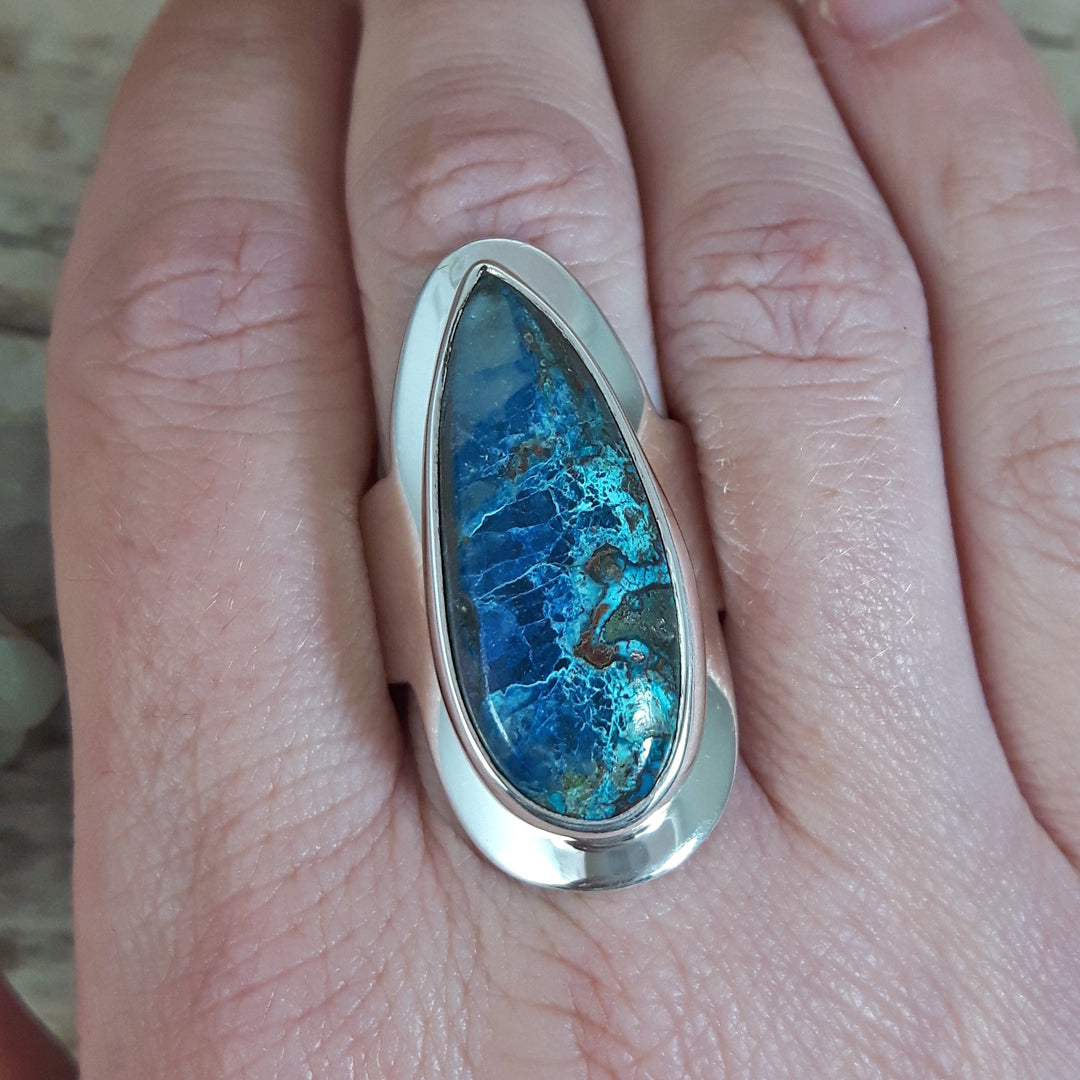 Monet Chrysocolla Adjustable Medium Teardrop Ring