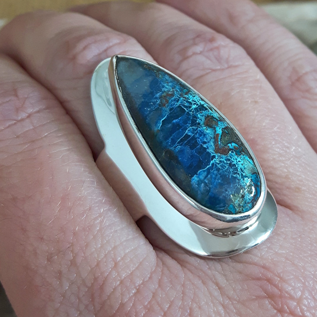 Monet Chrysocolla Adjustable Medium Teardrop Ring