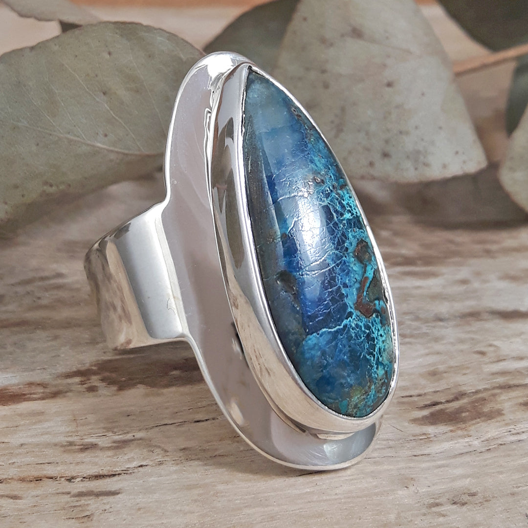 Monet Chrysocolla Adjustable Medium Teardrop Ring