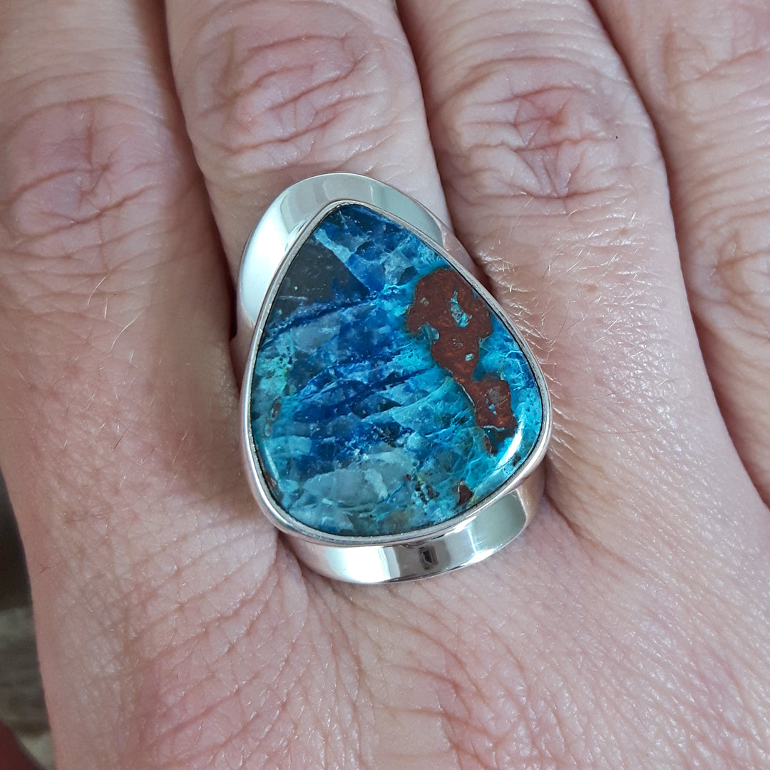 Monet Chrysocolla Adjustable Medium Triangle Ring
