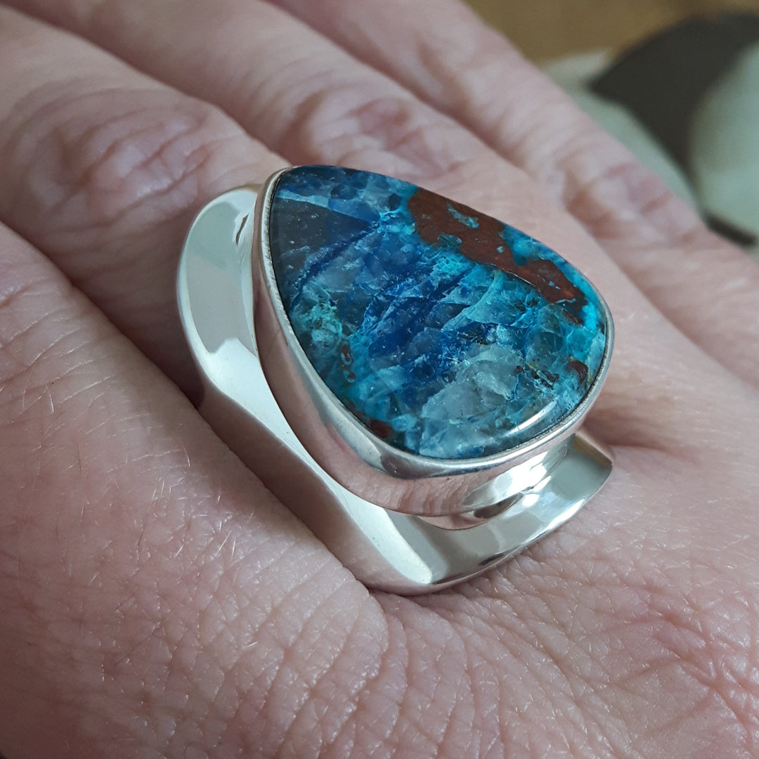 Monet Chrysocolla Adjustable Medium Triangle Ring