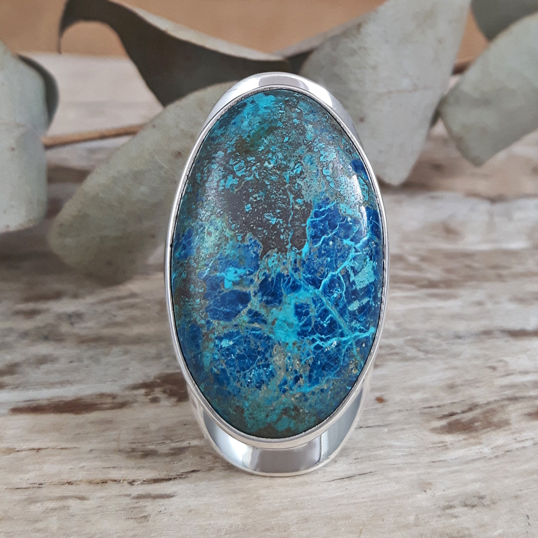 Monet Chrysocolla Adjustable XL Oval Ring