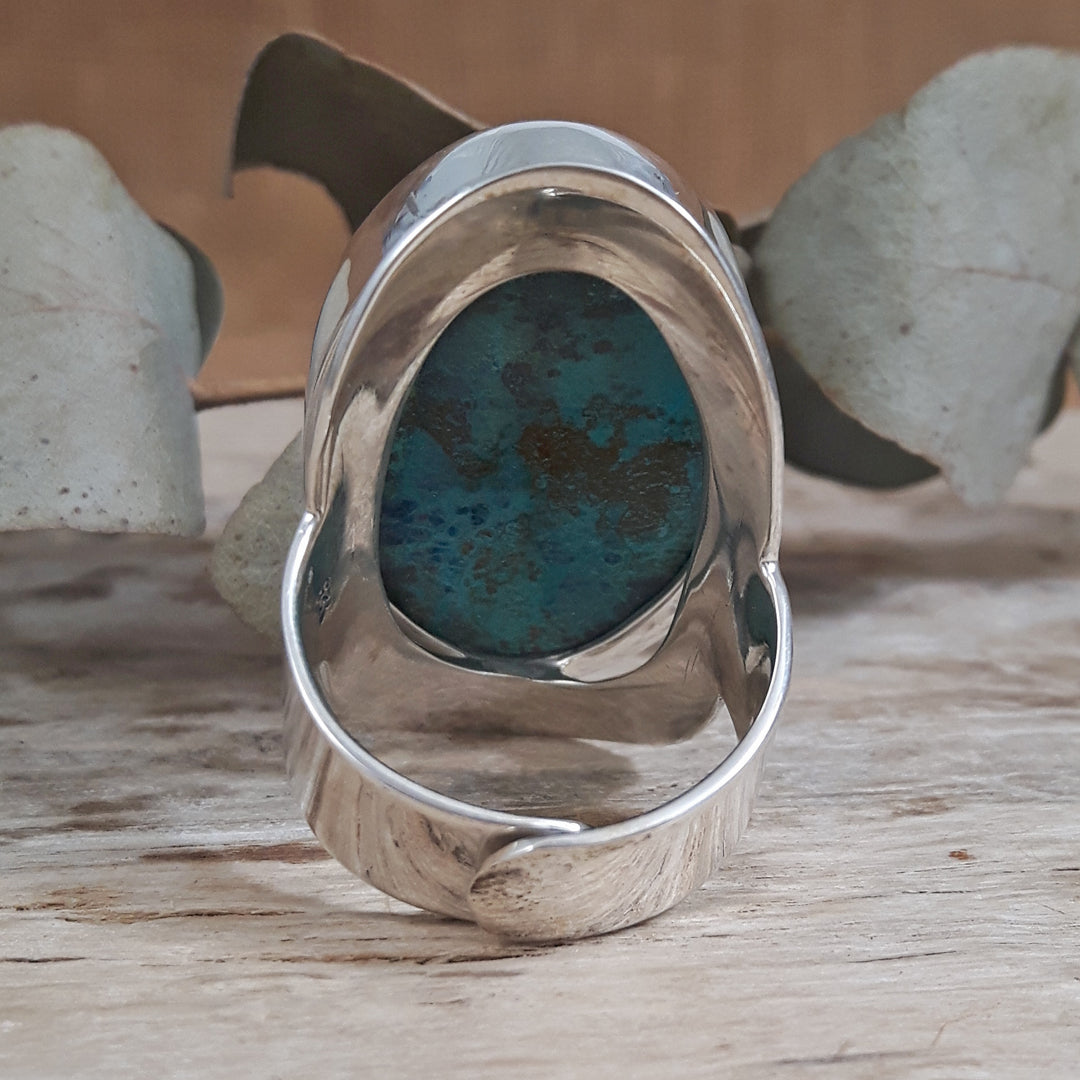 Monet Chrysocolla Adjustable XL Oval Ring